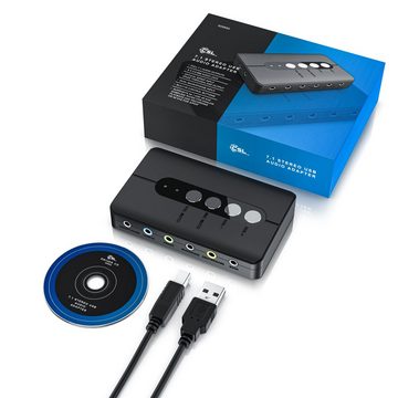 CSL USB-Soundkarte, extern, 7.1 Surround Sound, Stereo Audio Adapter, für PC - Win 10, 11