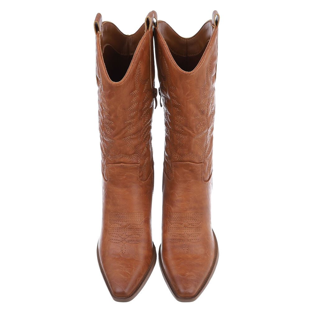 Ital-Design Damen Cowboyboots Western Westernstiefel (87336802) Blockabsatz Stiefel in Camel – Bild 4 von 5