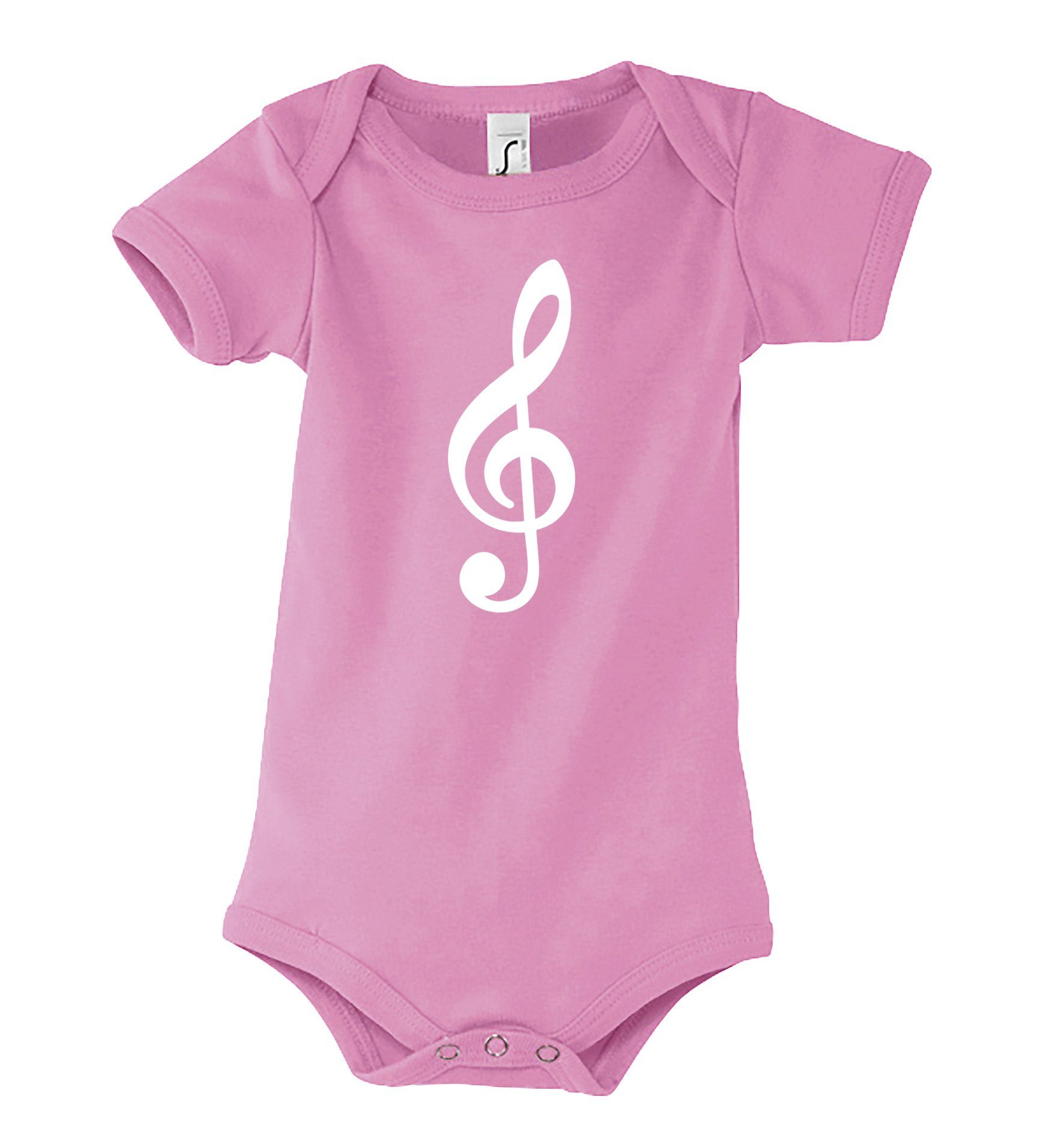 mit Youth Rosa Frontprint niedlichem Notenschlüssel Body Baby Designz Strampler Kurzarmbody