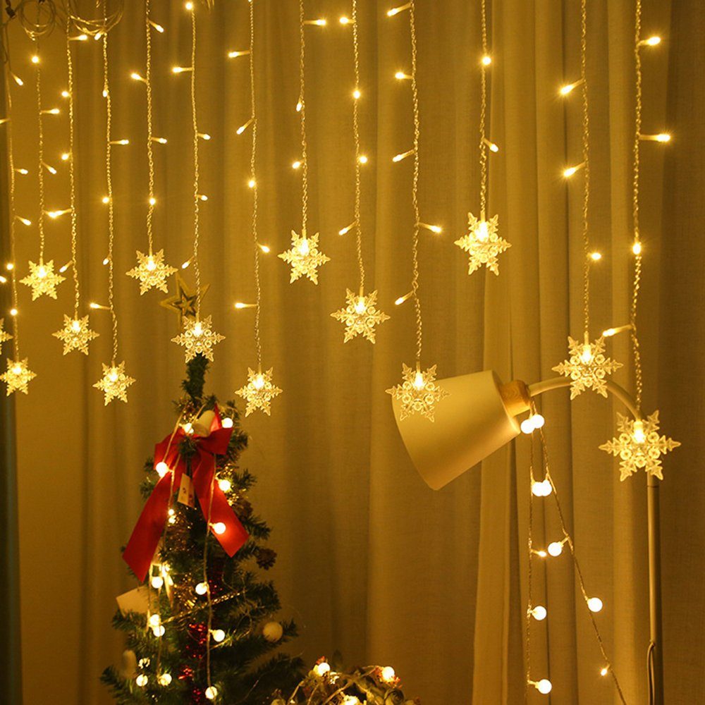 MUPOO LED-Lichtervorhang LED lichterketten lichtervorhang lichterkette vorhang außen, Modi Weihnachtsbeleuchtung, Innen 8 Nau LED