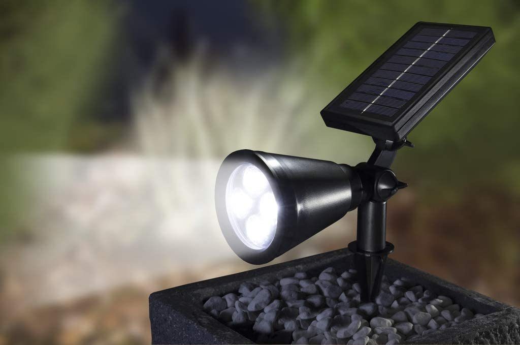 Star-Max LED Gartenleuchte LED Strahler mit Solarpanel mit warmweißen LED