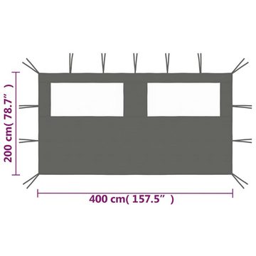 DOTMALL Pavillonseitenteil Pavillon-Seitenwand mit Fenstern 4x2 m Anthrazit