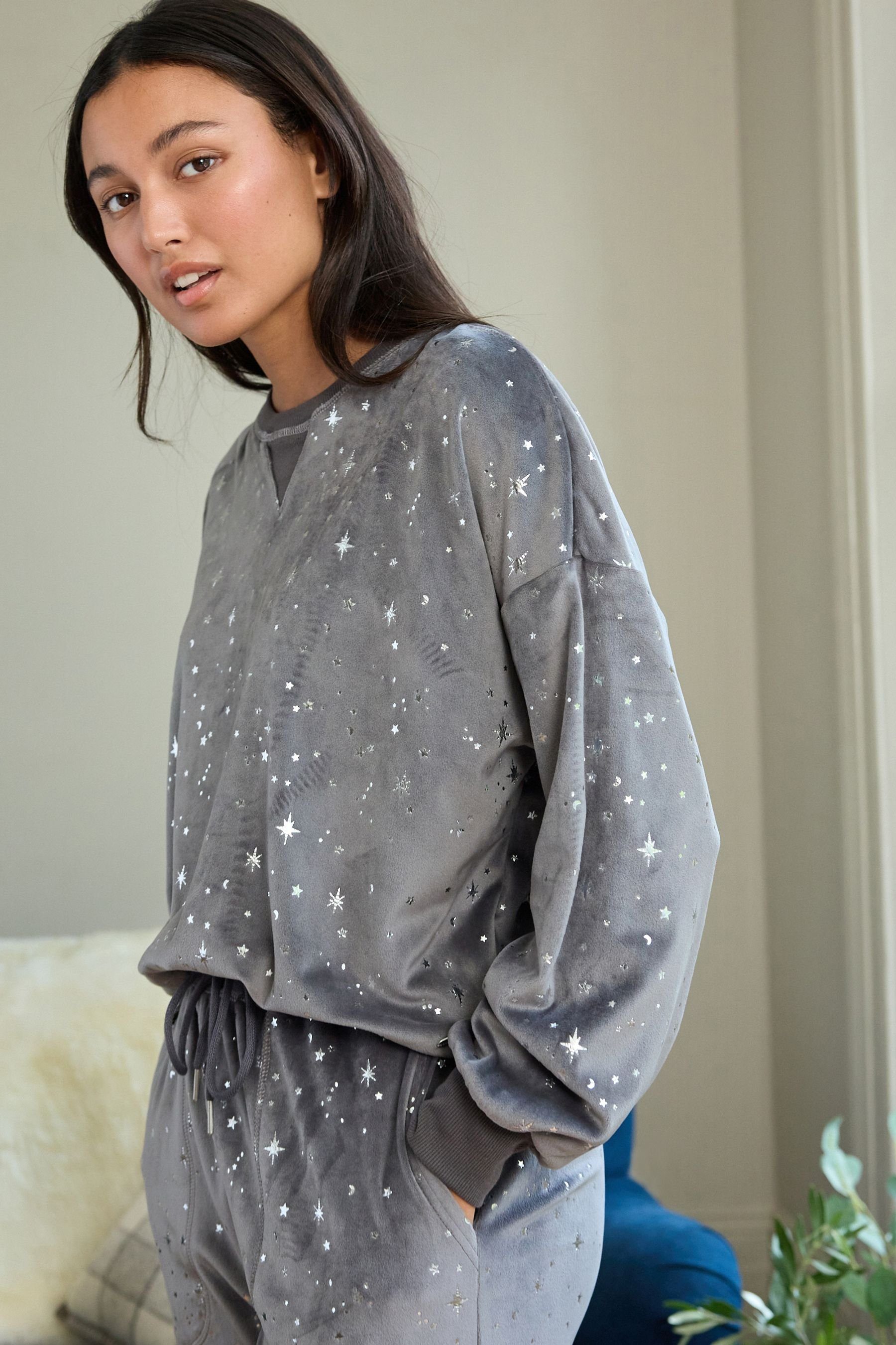 Fleece-Pyjama tlg) Grey Foil (2 Next Langärmeliger Stars Pyjama
