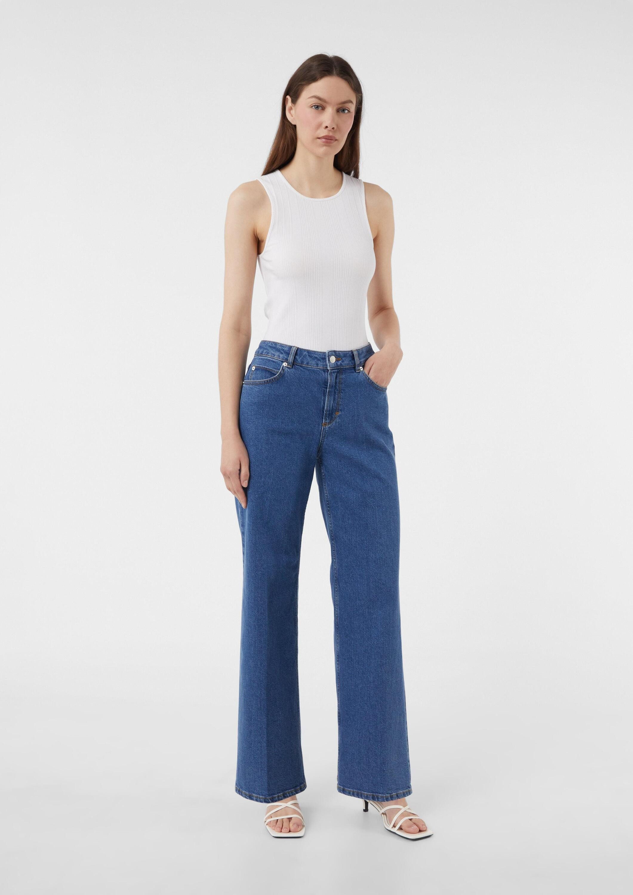 comma Weite Jeans Jeans-Hose Loose-Fit-Jeans mit hohem Bund