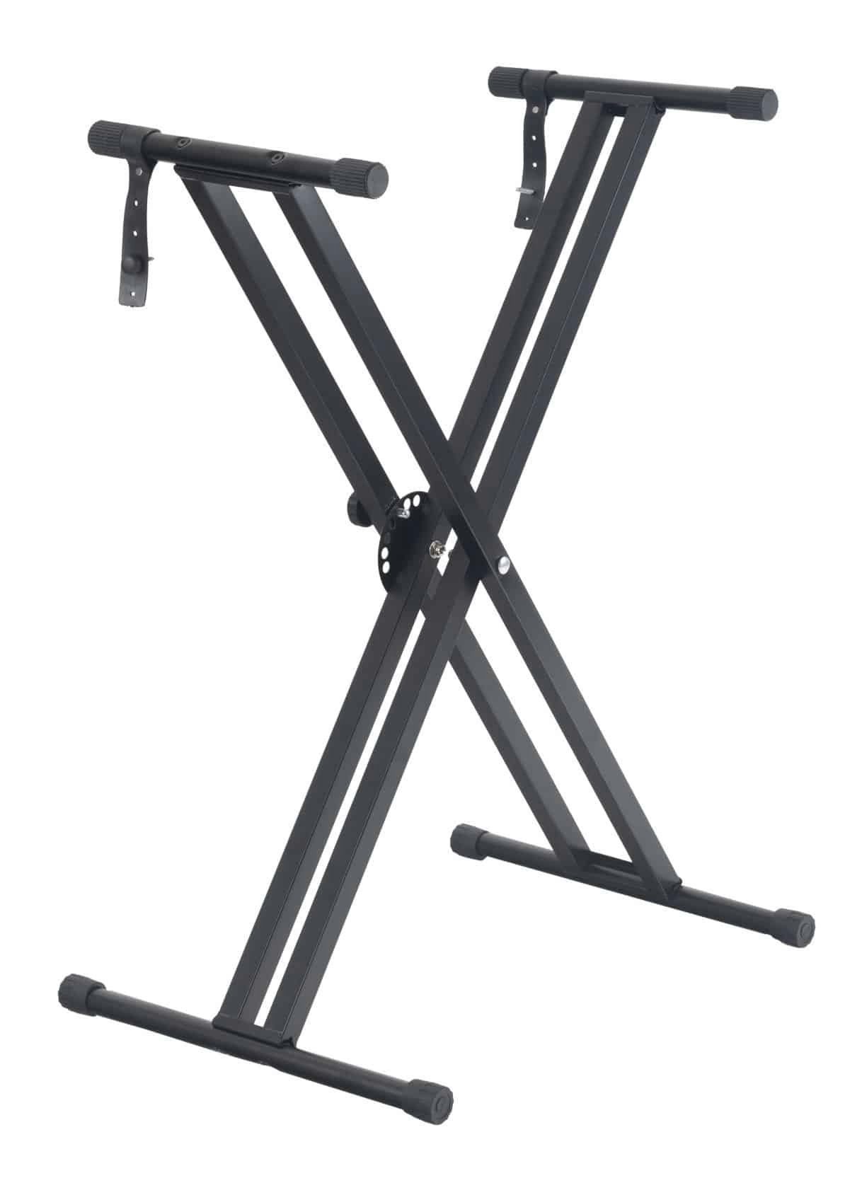 FunKey Keyboardständer Kevboardstativ mit Halteband - Befestigungsriemen - Zusammenklappbar, 7-fach höhenverstellbar von 29 bis 96,5 cm