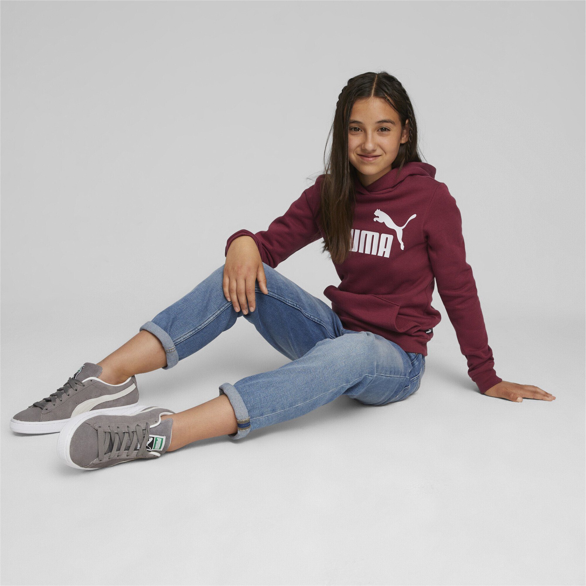 Logo Mädchen Sweatshirt Essentials Jasper Dark Red PUMA Hoodie