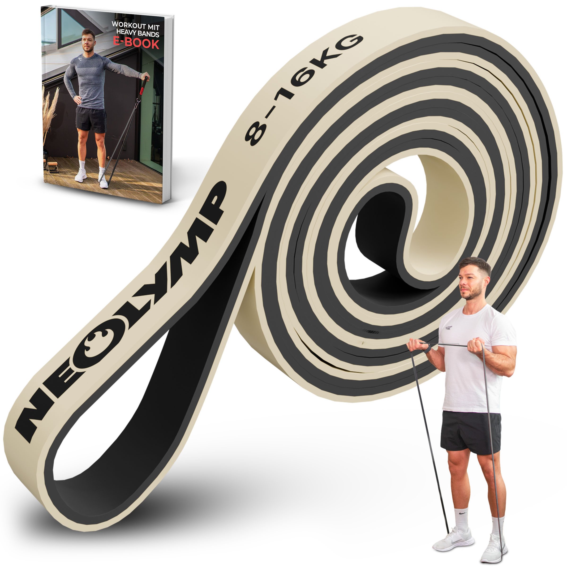 NEOLYMP Trainingsbänder Resistance Bands - Gym Zubehör für Ganzkörpertraining - Klimmzug Band, Kein Spannungsverlust,Hygienisch, Mehrschichtig, Naturlatex, Belastbar