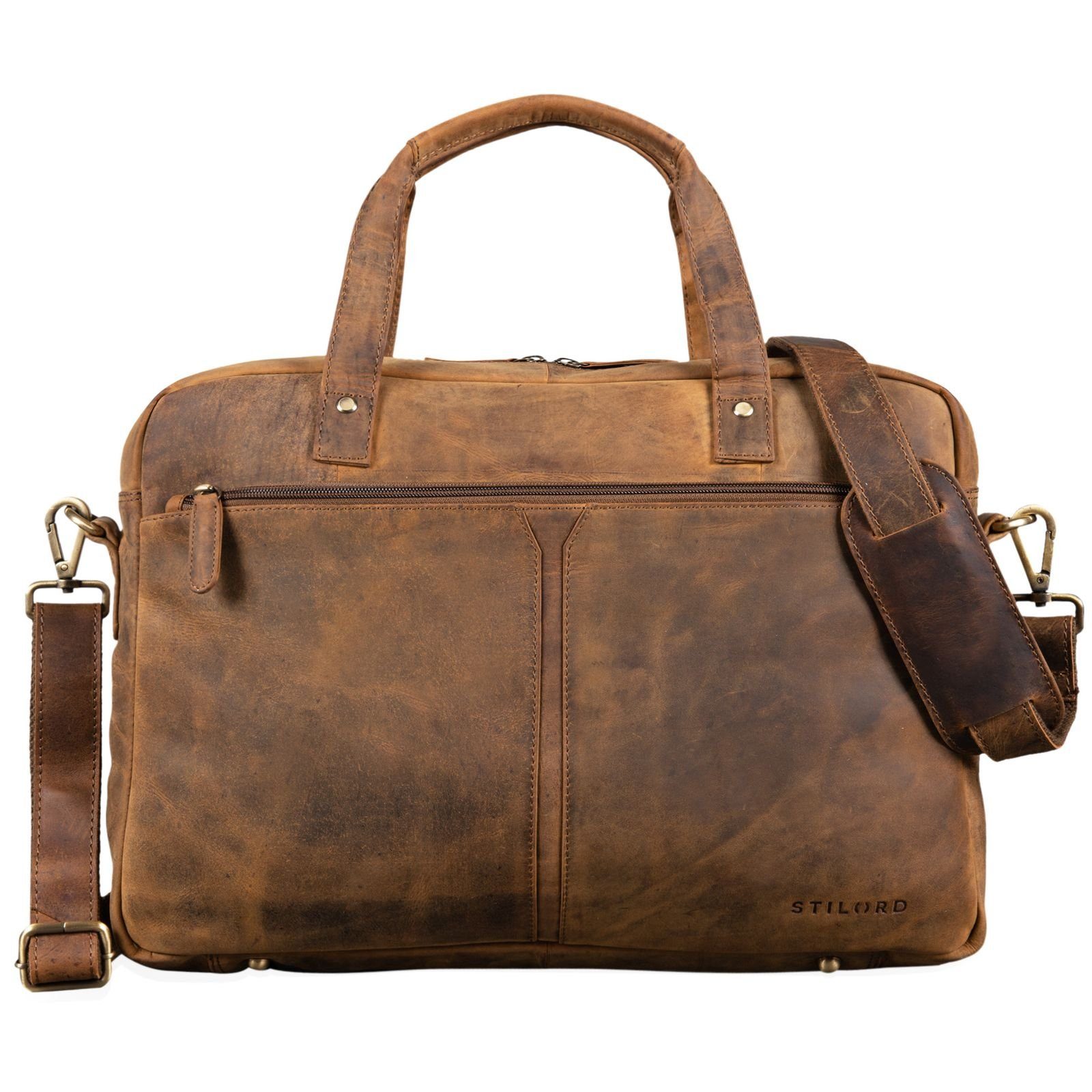 STILORD Laptoptasche "Geralt" Vintage Ledertasche zum Umhängen