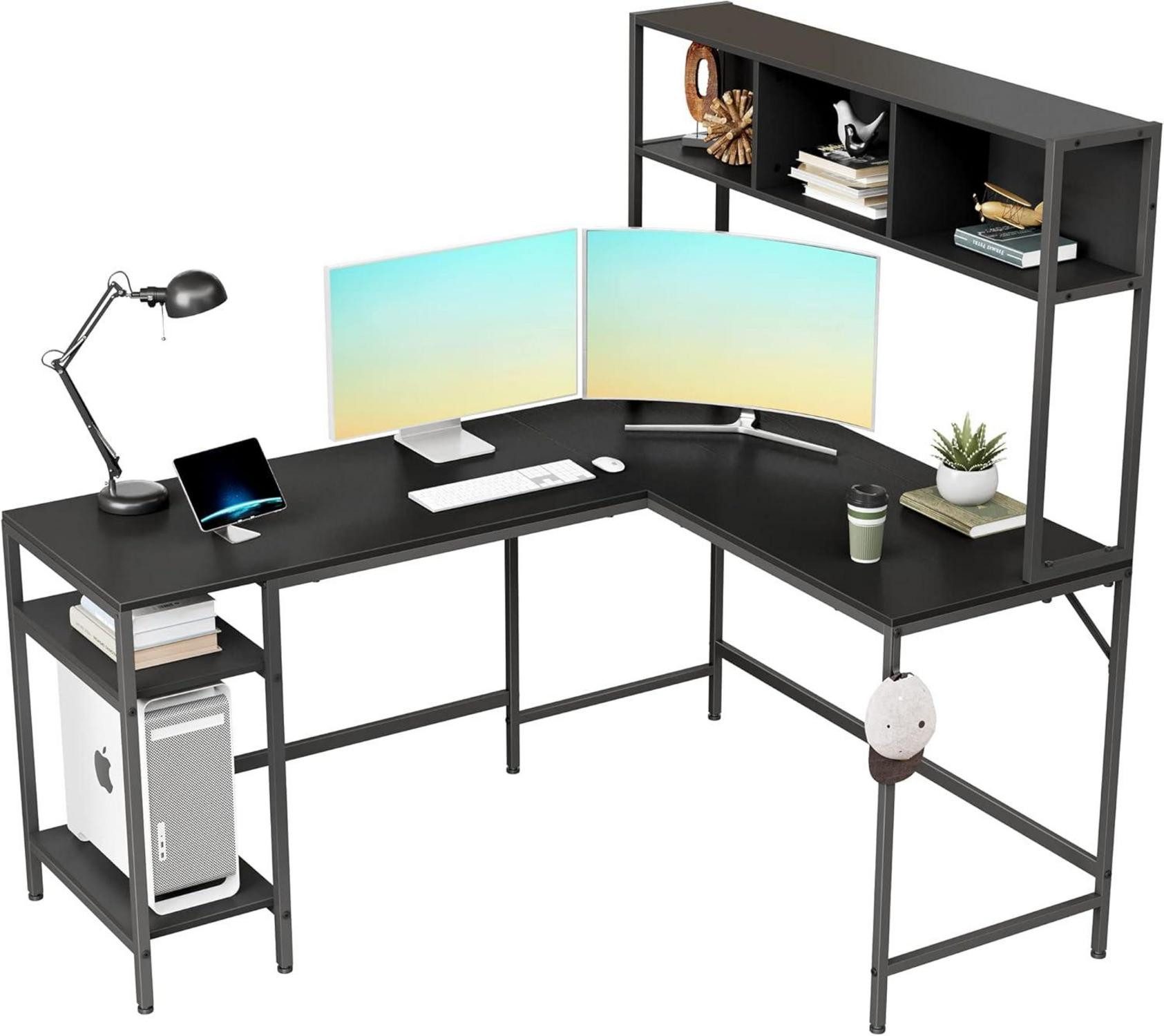Eckschreibtisch L-förmiger Schreibtisch mit Regalen 150x120cm Eck-Computertisch