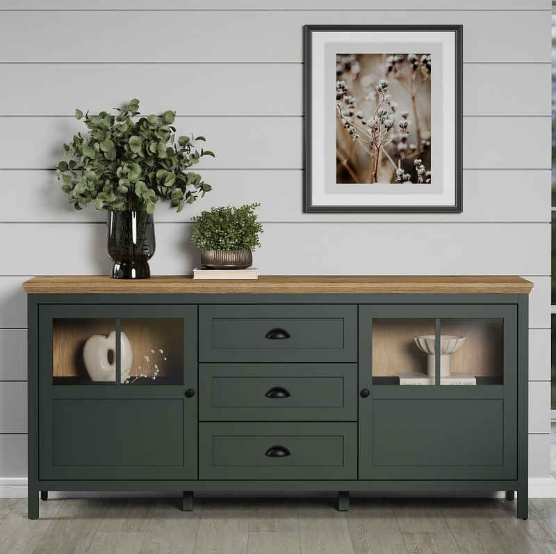 trendteam Sideboard Sideboard Stanton, Tannengrün / Eiche