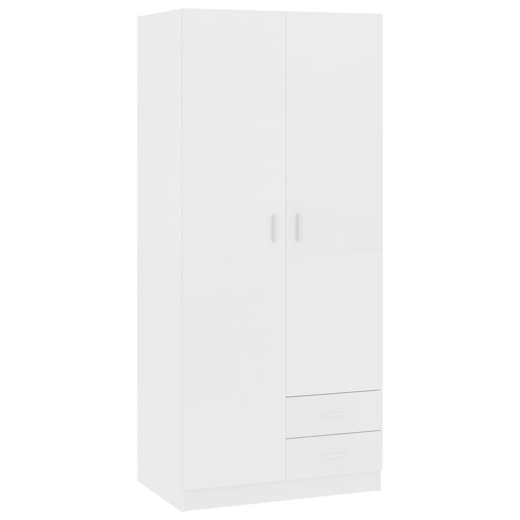 Hommdiy Kleiderschrank Weiß 80x52x180 Cm – Mit 2 Türen & Hängestange, Holzwerkstoff