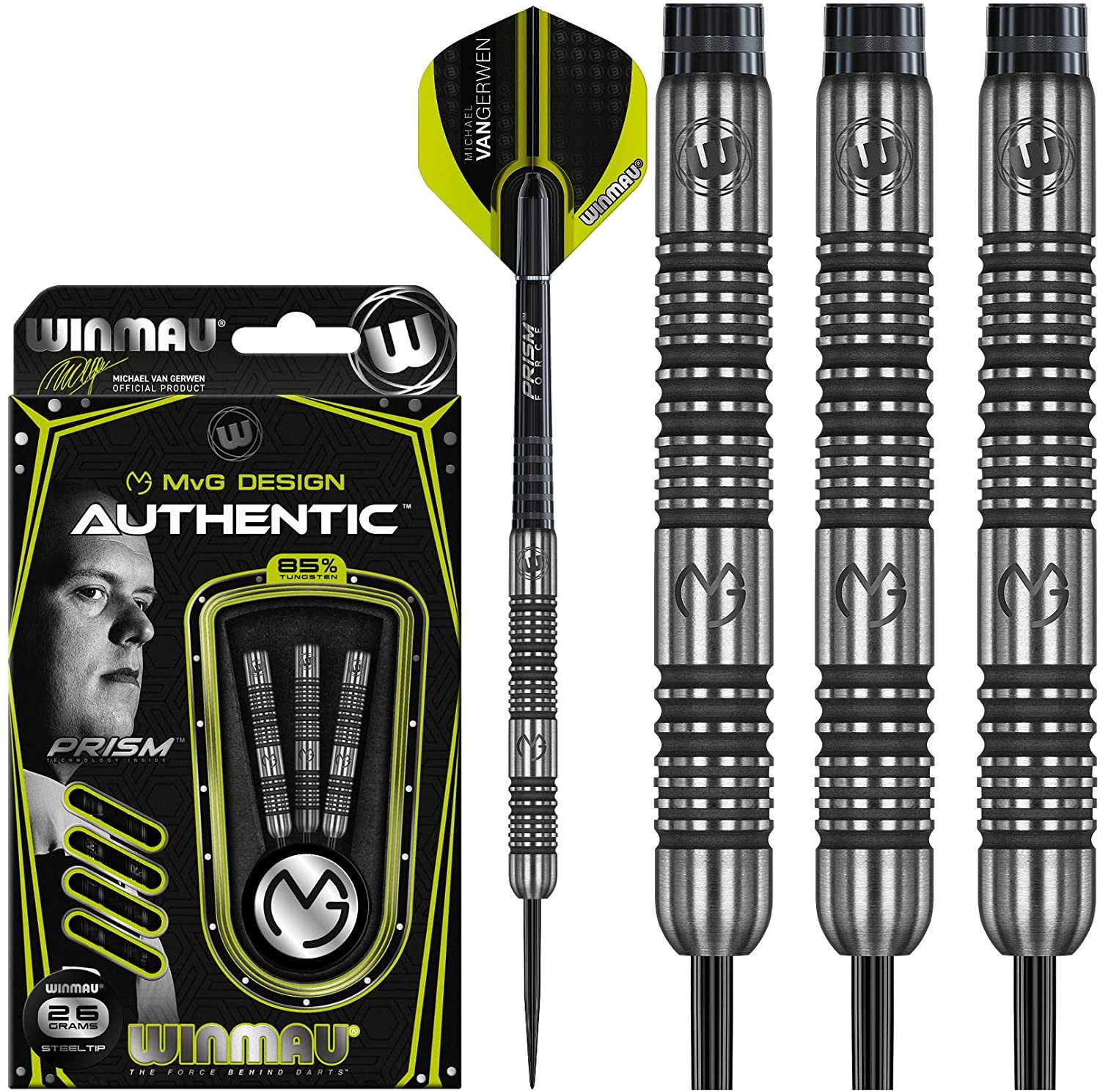 Dartpfeil Steeldart Michael Van Gerwen MvG Authentic 85% Tungsten Steeltip 26gr