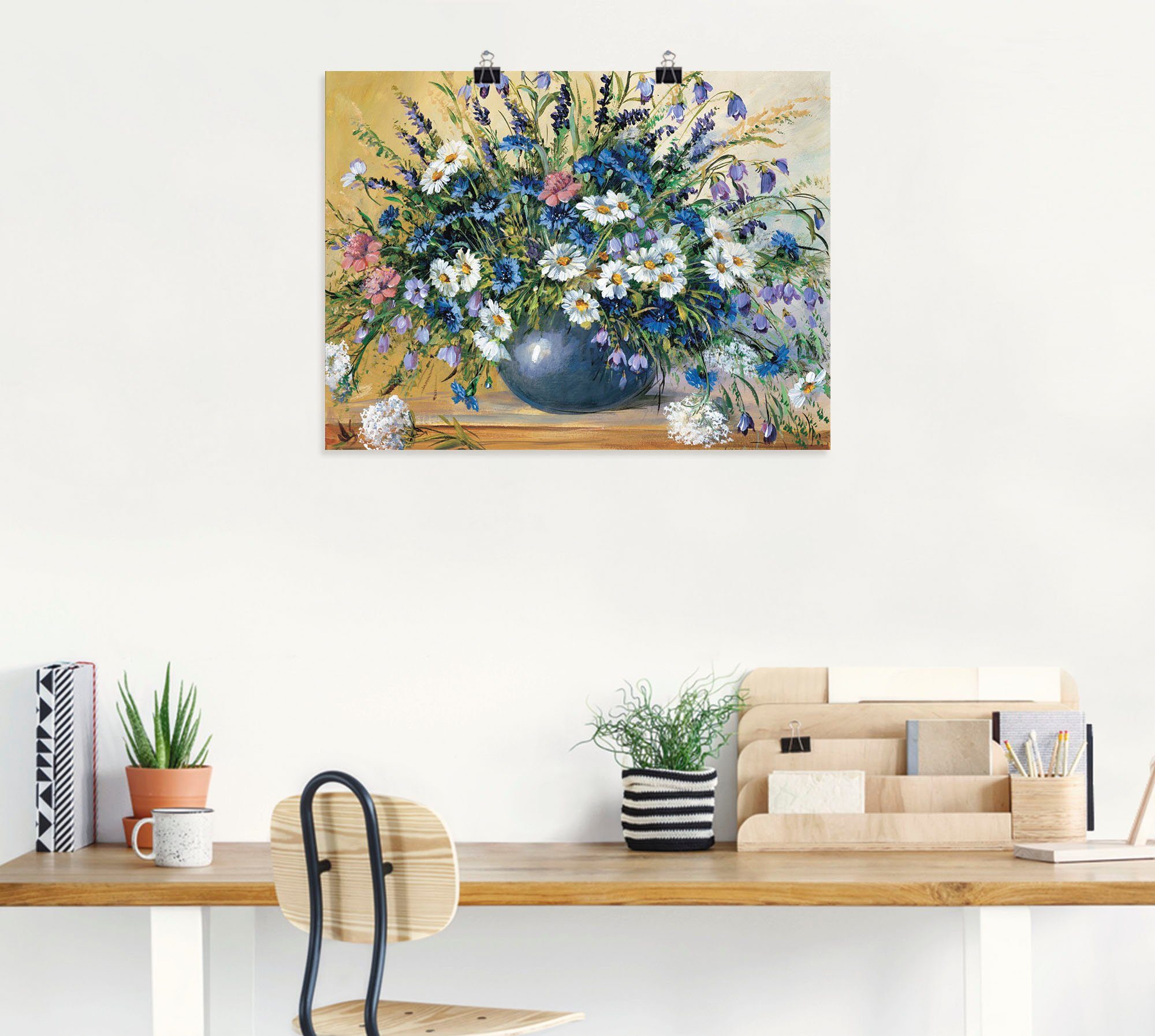 Artland Wandbild Vase (1 Kornblumen, Leinwandbild, Größen oder St), mit Poster als in Blumen Wandaufkleber versch