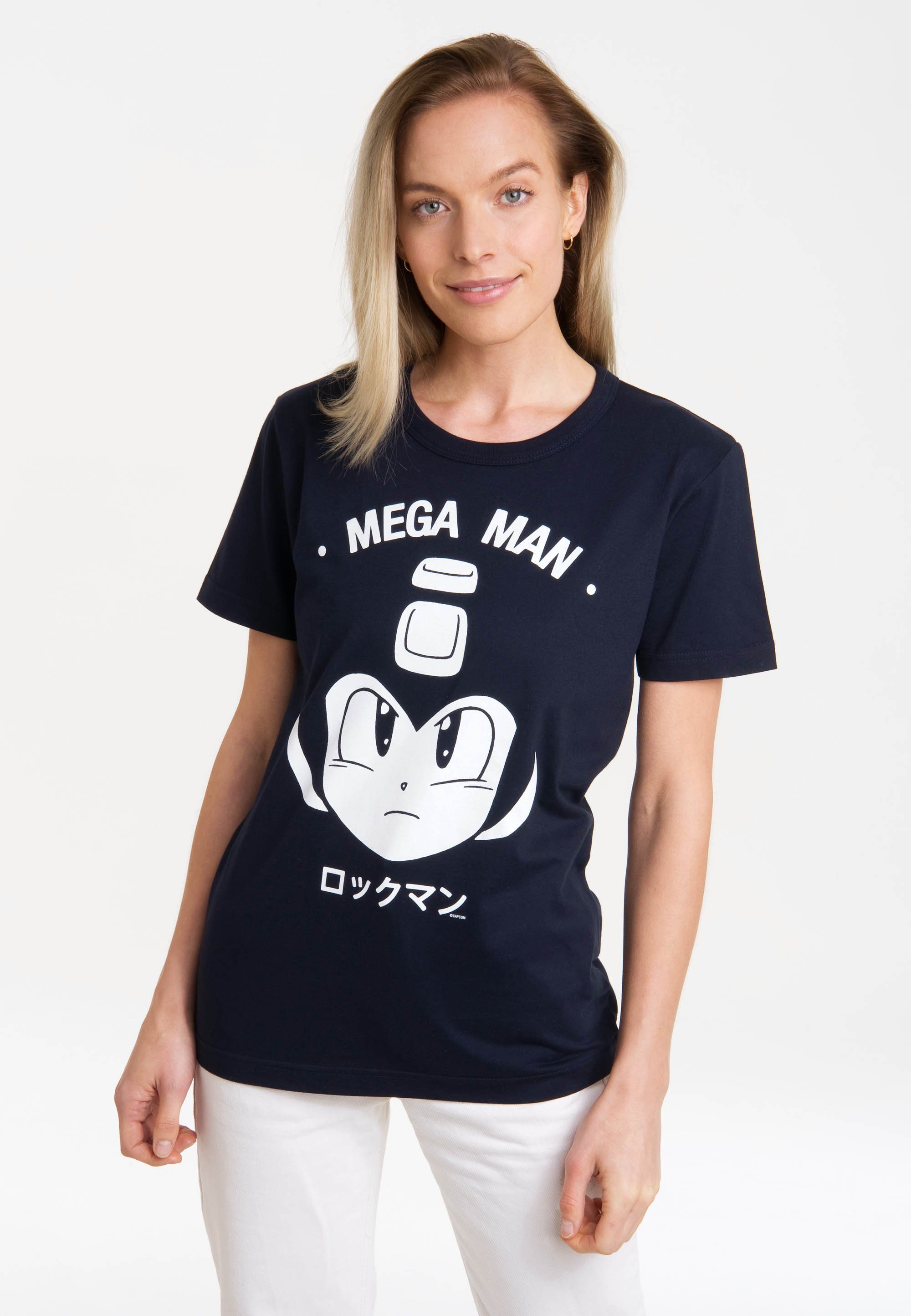 LOGOSHIRT T-Shirt Mega Man Print Gesicht - lizenziertem mit