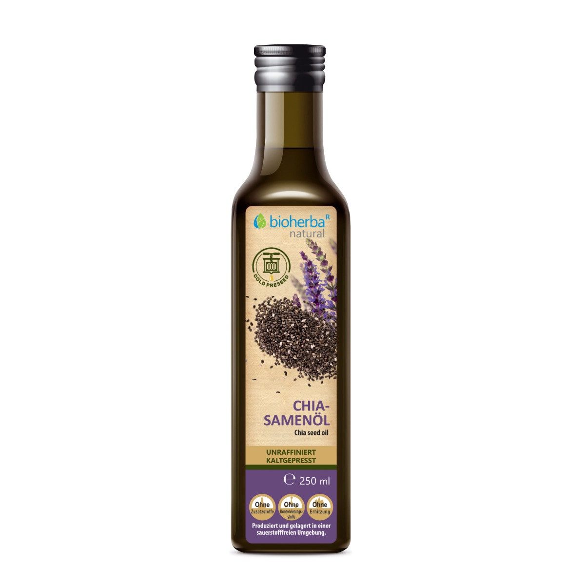 BIOHERBA R Chia-Samenöl kaltgepresst - Natürliches Chiaöl 250 ml Для домработницы