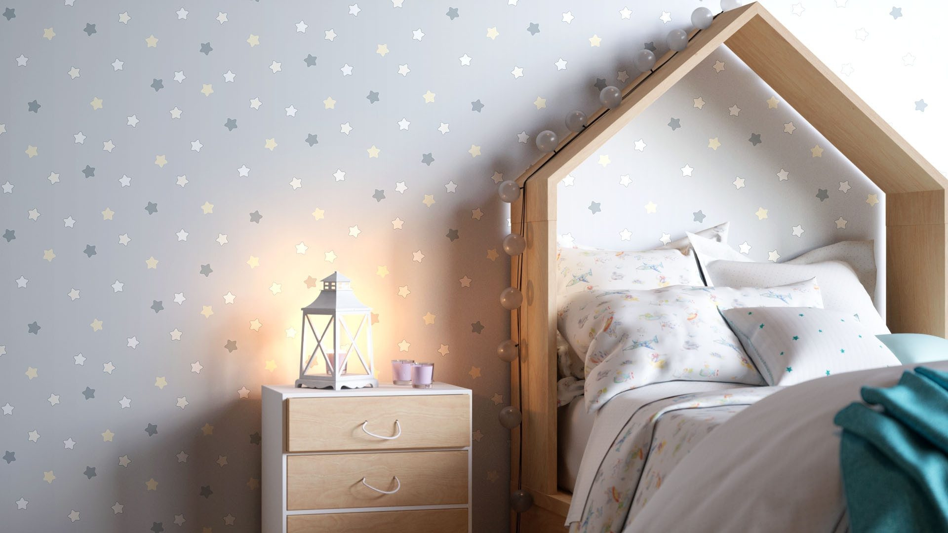 Newroom Vliestapete M01 Tapete Kinderzimmer Sterne, Babytapete