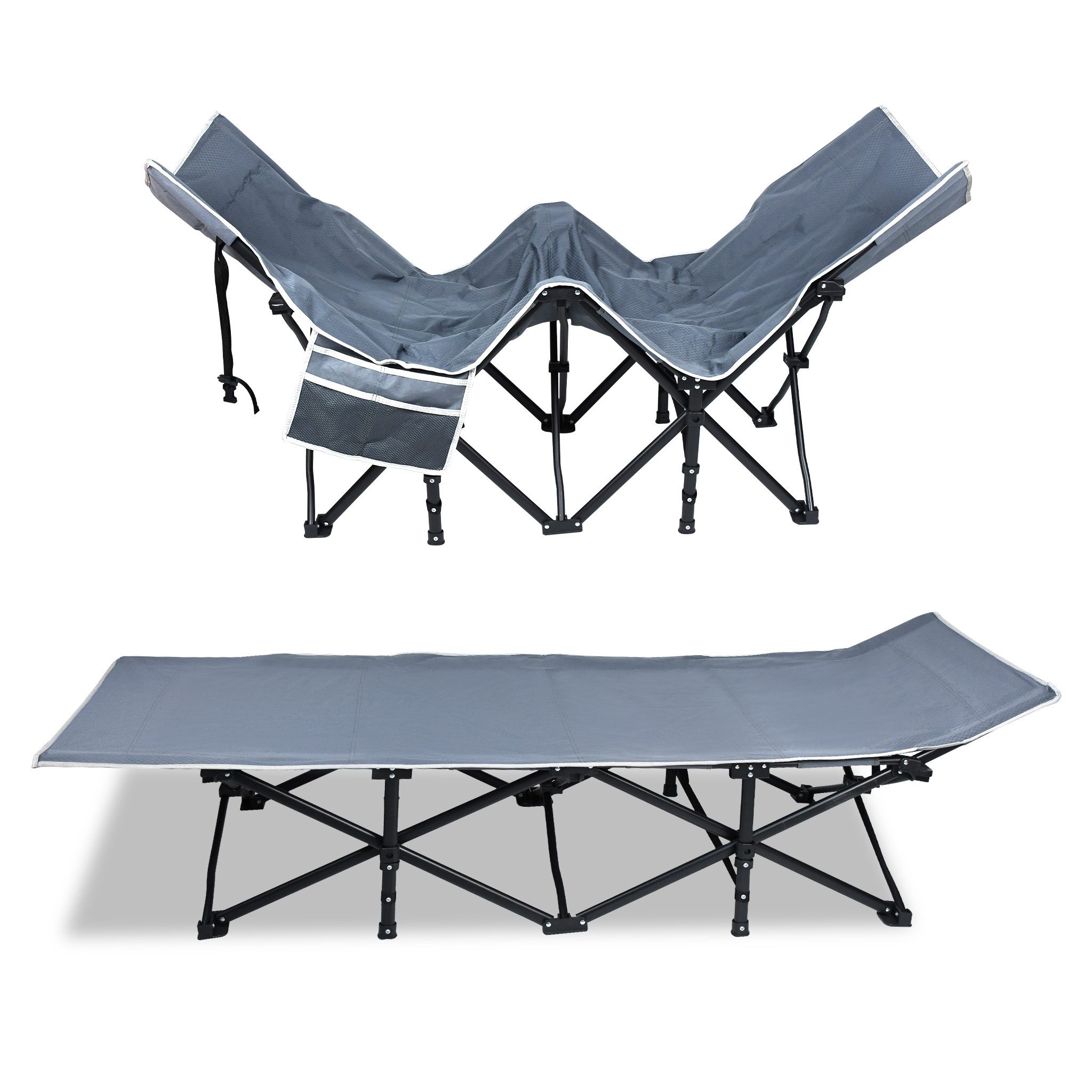 FIVMEN Feldbett Feldbett Campingbett Klappbar Feldbetten Belastung 250kg Klappbar Bett mit Seitentasche Tragetasche für Büro