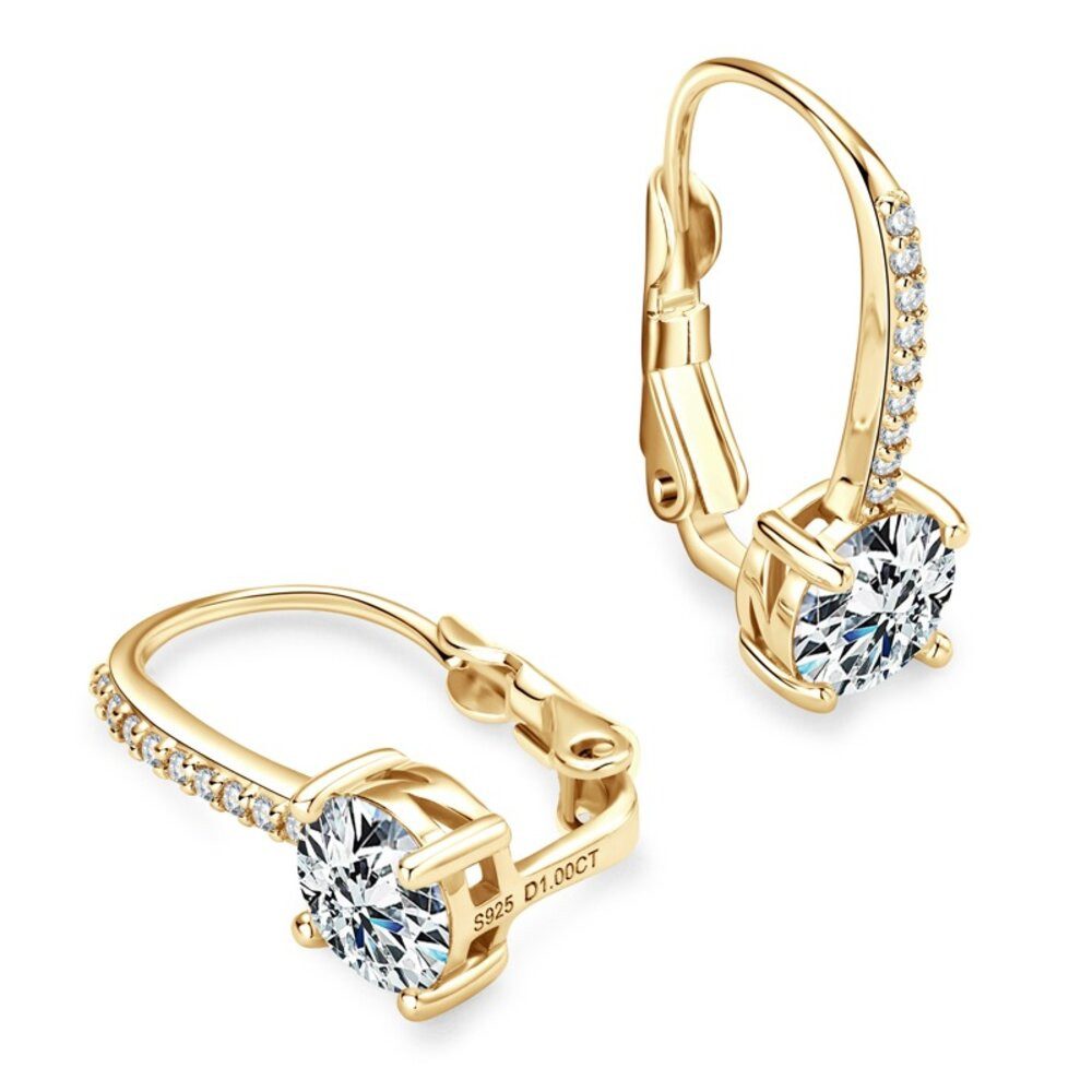 Paar Creolen Luxuriöse Damen Creolen Ohrringe Moissanit 6,5mm 1,0ct