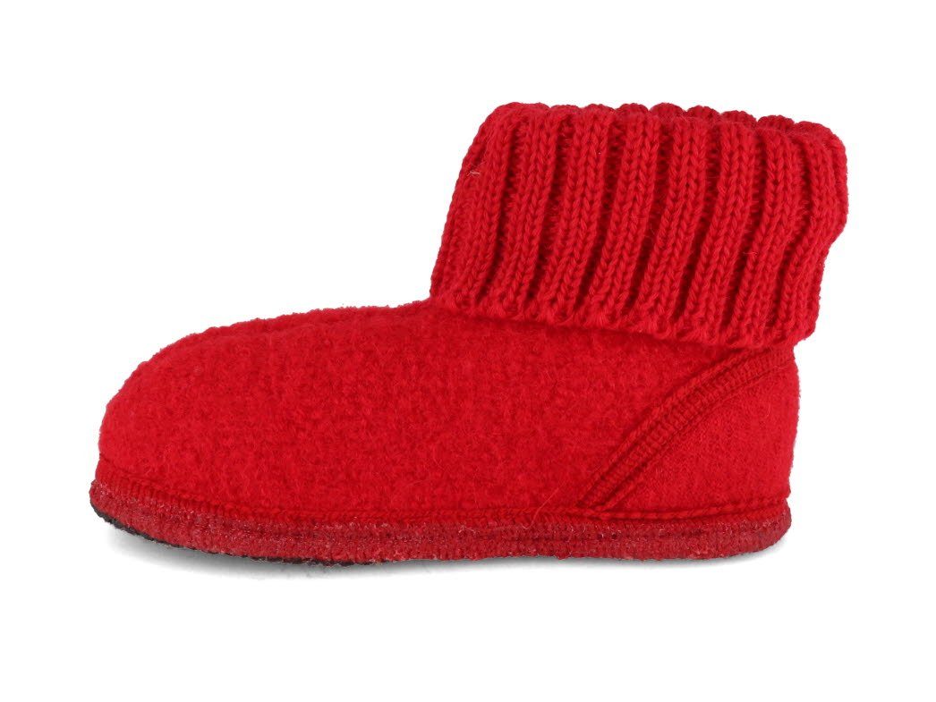 Haflinger kuscheliger Hüttenschuh für Kinder Hausschuh mit Feinstrickkragen