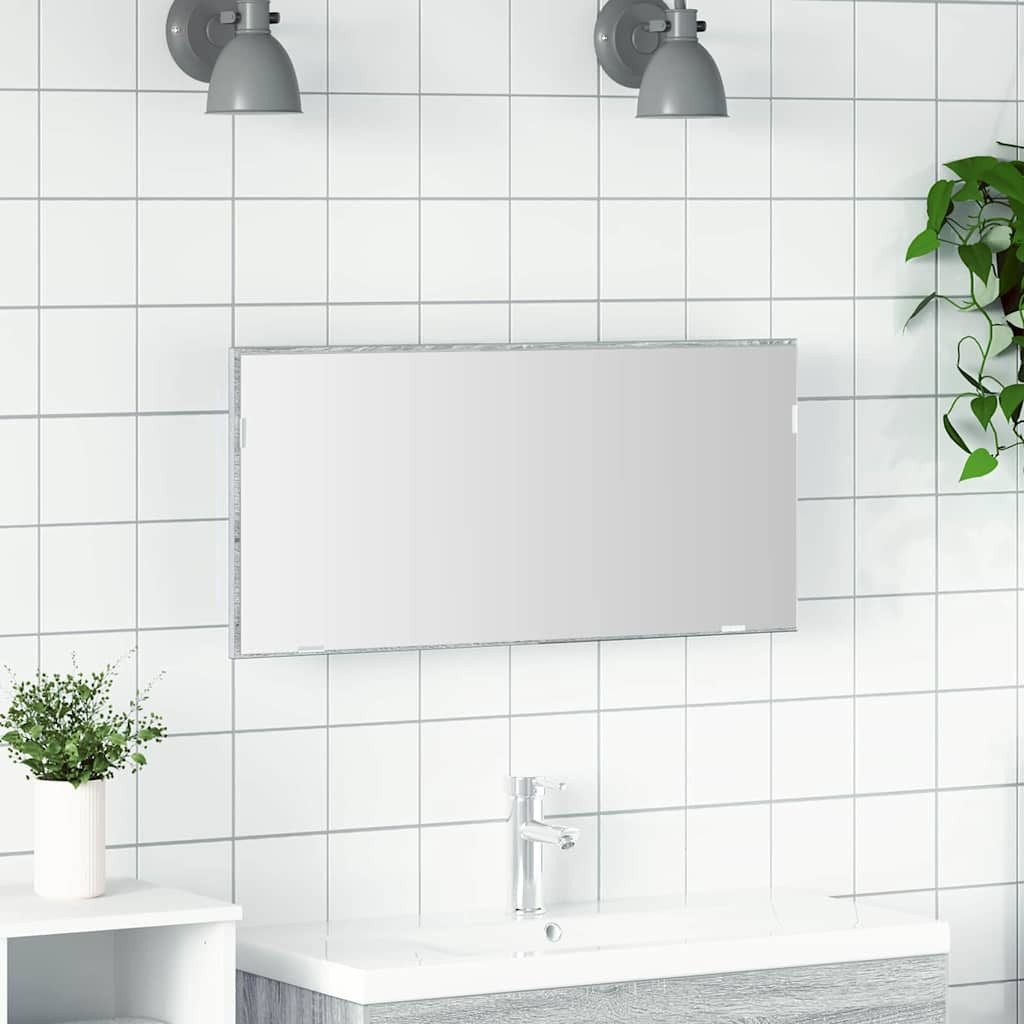 vidaXL Badspiegel, Spiegel Hellgrau Sonoma 80 x 37 cm Glas und engineered Holz