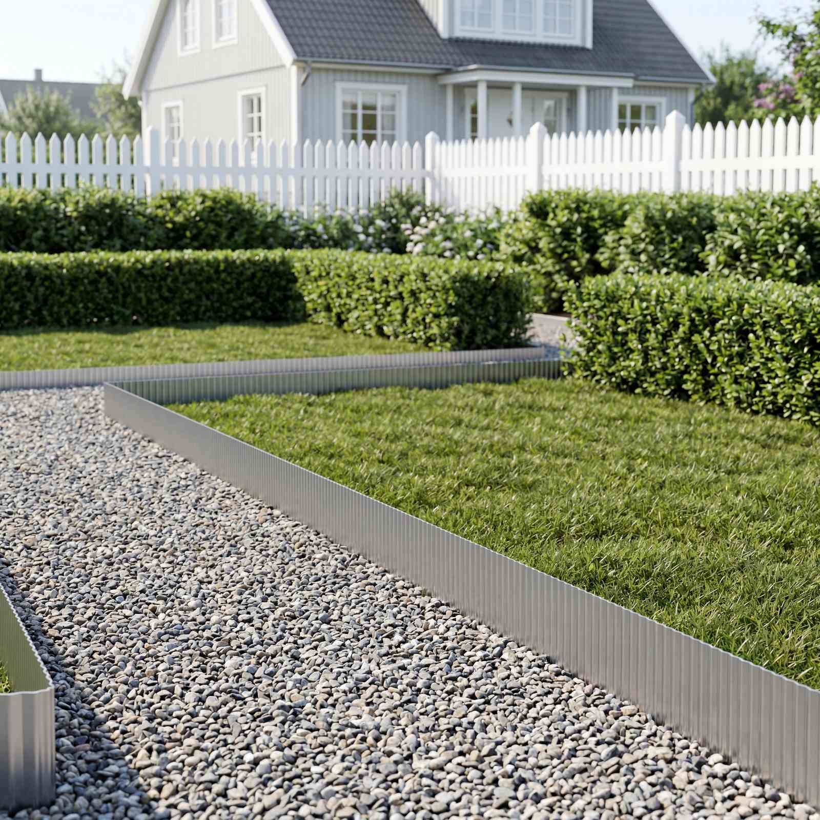 vidaXL Beetumrandung Raseneinfassung 5 m x 20 cm Verzinkter Stahl Silber