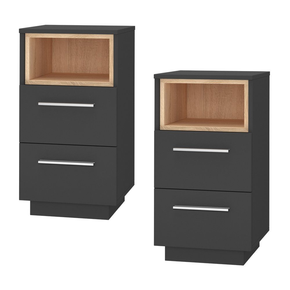 Vicco Nachtschrank Beatrice, Anthrazit/Sonoma, 36 x 68 cm 2er Set günstig online kaufen