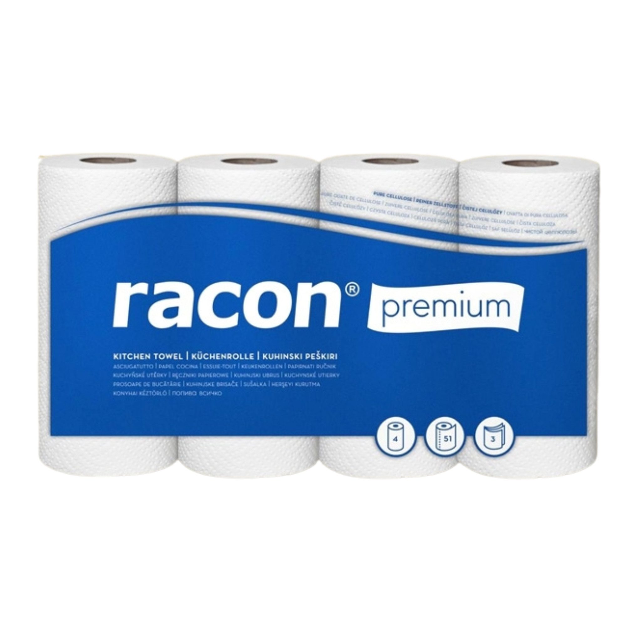 RACON Papierküchenrolle Küchenrollen weiß 3-lagig 51 Blatt (4-St)
