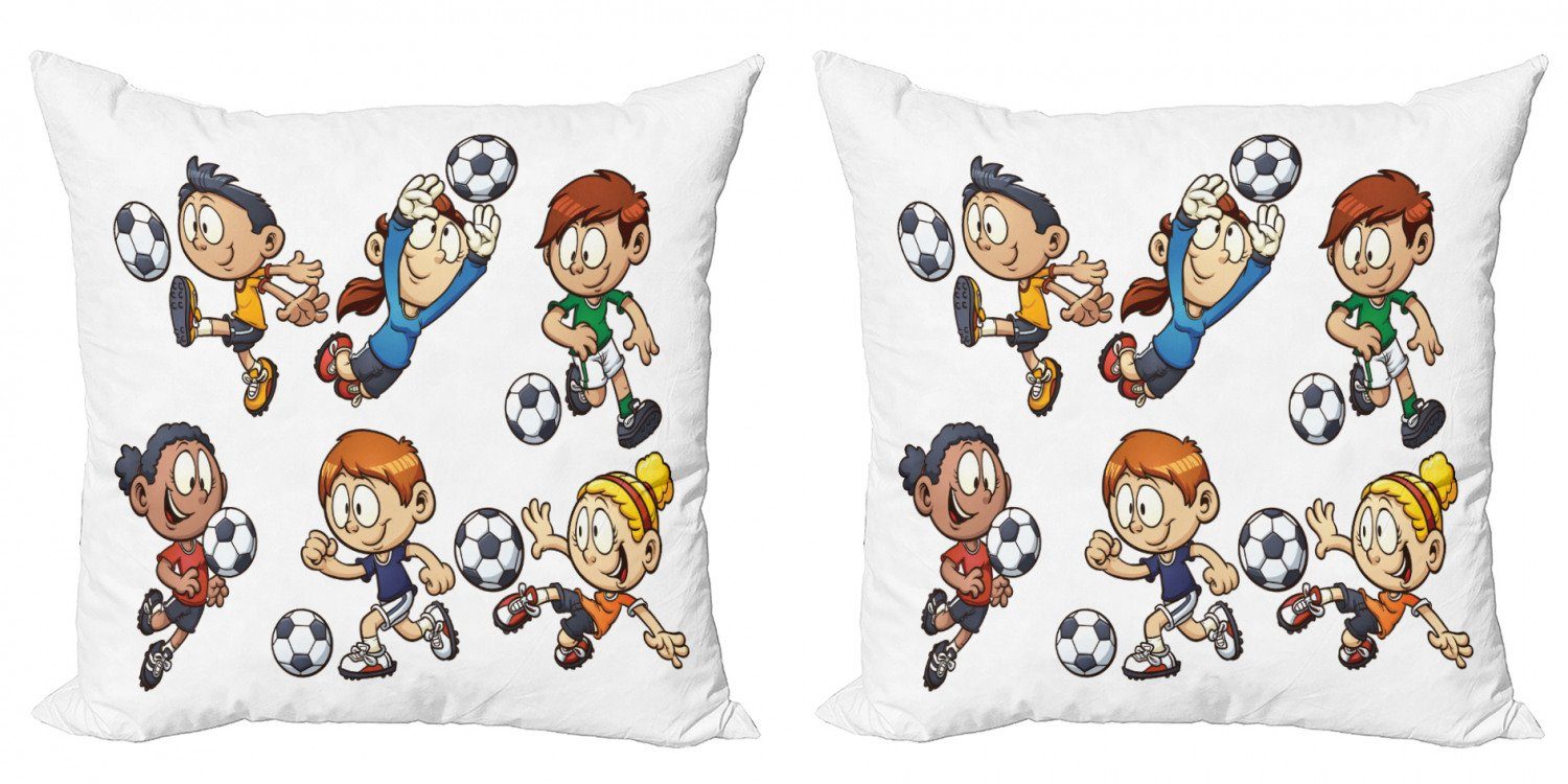 Digitaldruck, Abakuhaus Fußball Accent Cartoon-Kinder Modern Doppelseitiger spielen Kissenbezüge Stück), (2
