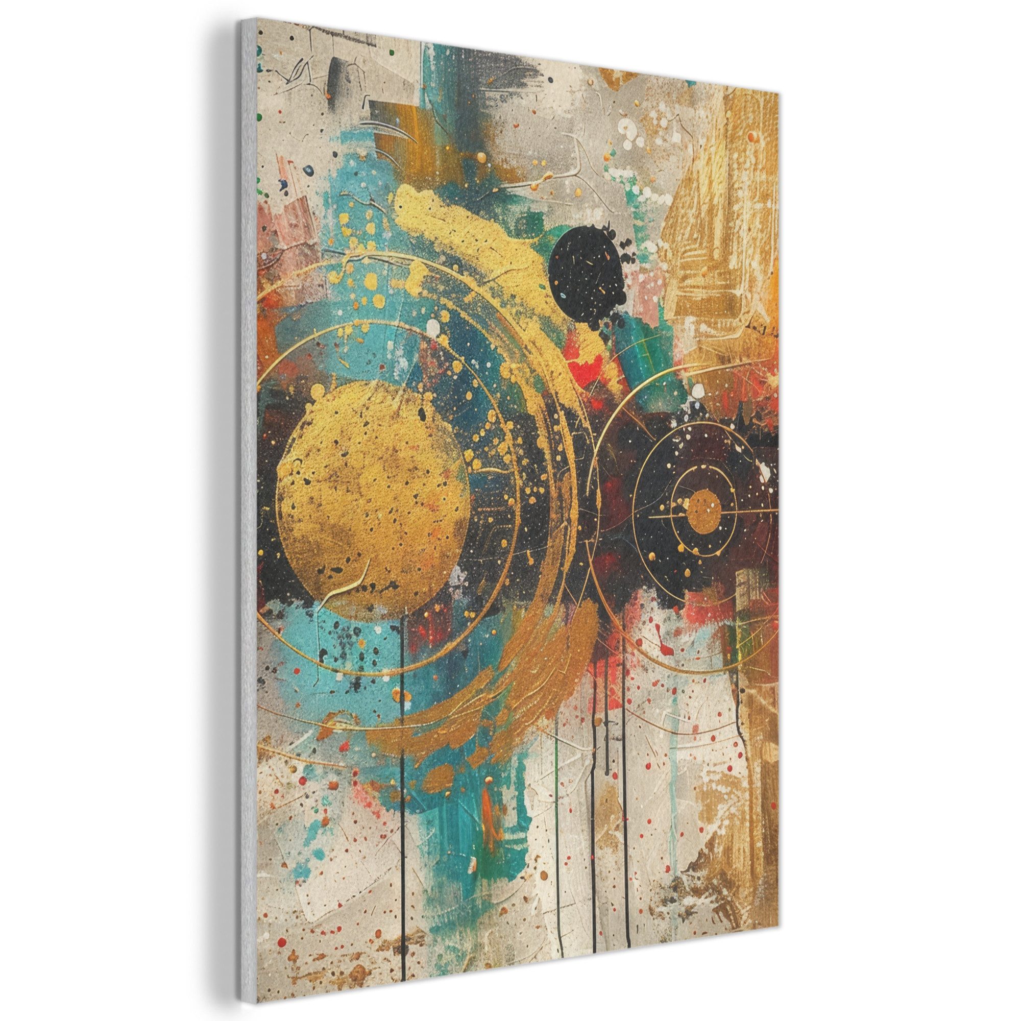 MuchoWow Gemälde Kunst - Abstrakt - Ästhetisch - Gold, Fotodruck (1 St), Akustikpaneele, Wandpaneele, Schalldämmung, Akustikbilder 30x40 cm