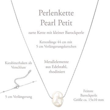 Célia von Barchewitz Perlenkette "PEARL PETITE" zarte Halskette kurz mit Barockperlen-Anhänger, 18k vergoldet, Länge von 44 - 49 cm verstellbar