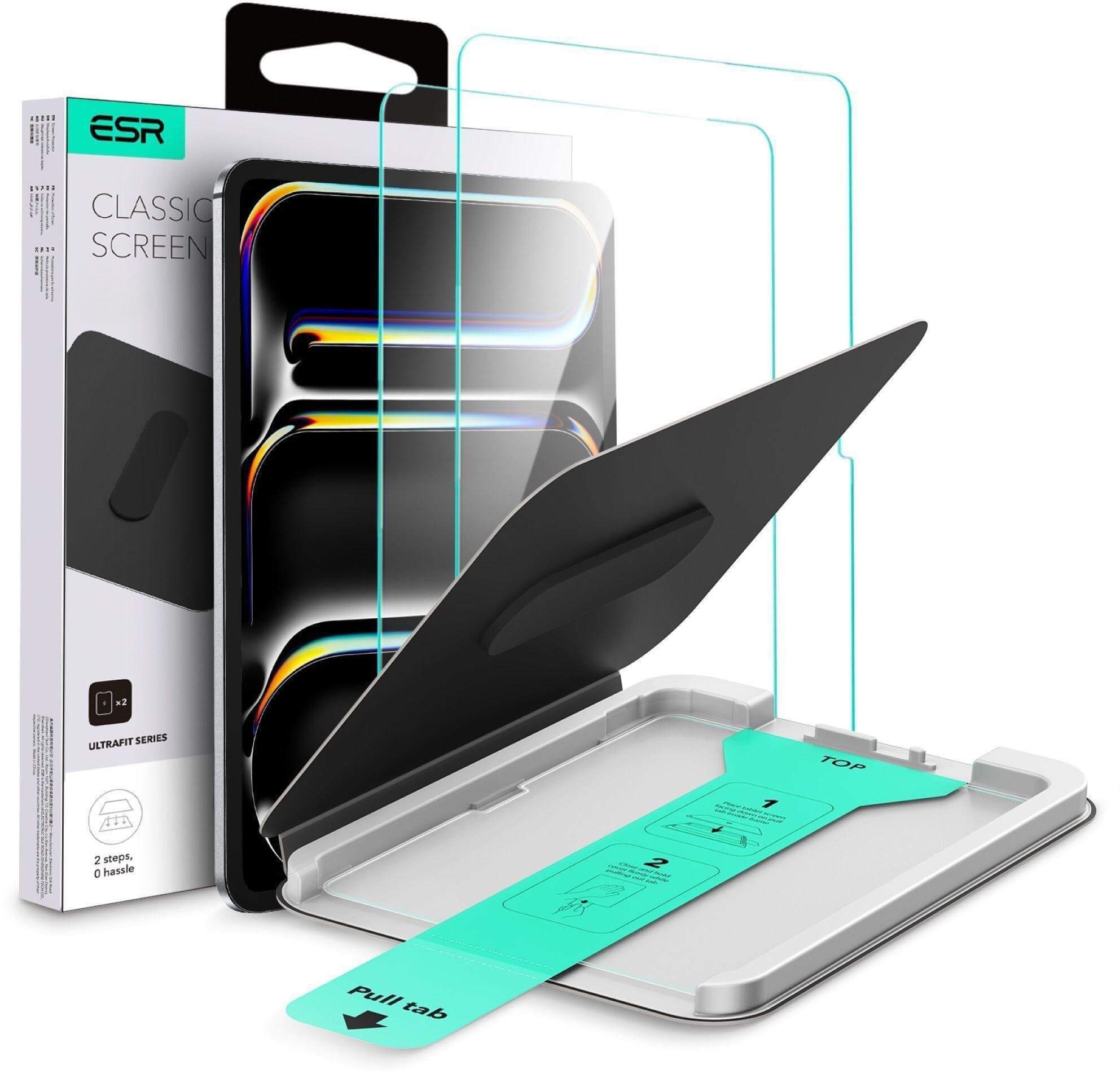ESR Displayschutzglas Tempered-Glass für Apple iPad Pro 11" (2025 & 2024), 2er Set, 2 Stück, 2er Pack, Kratzfest, Stöße bis 15kg