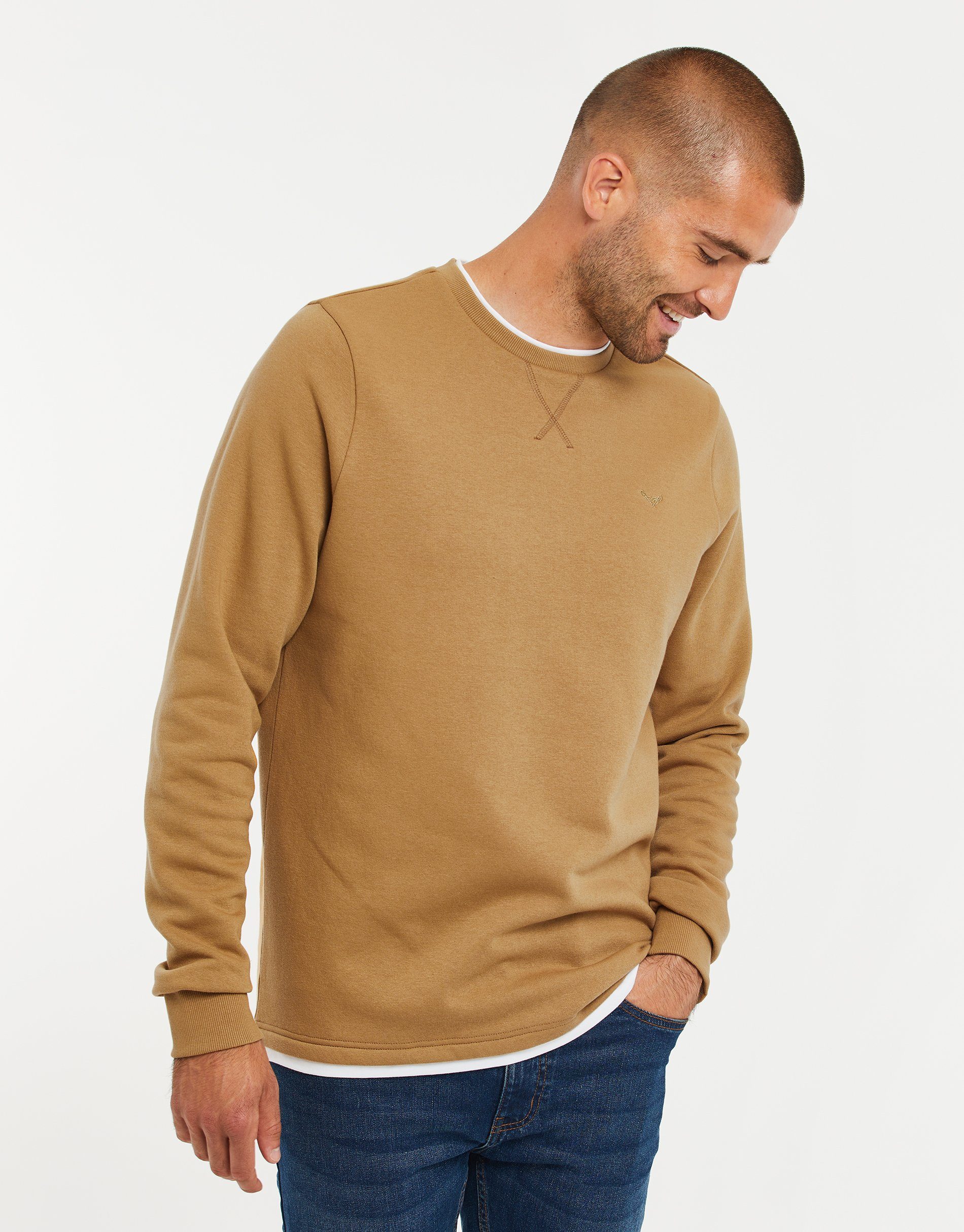 Threadbare Fleecepullover THB Fleece Camel- Kisele hellbraun Crew