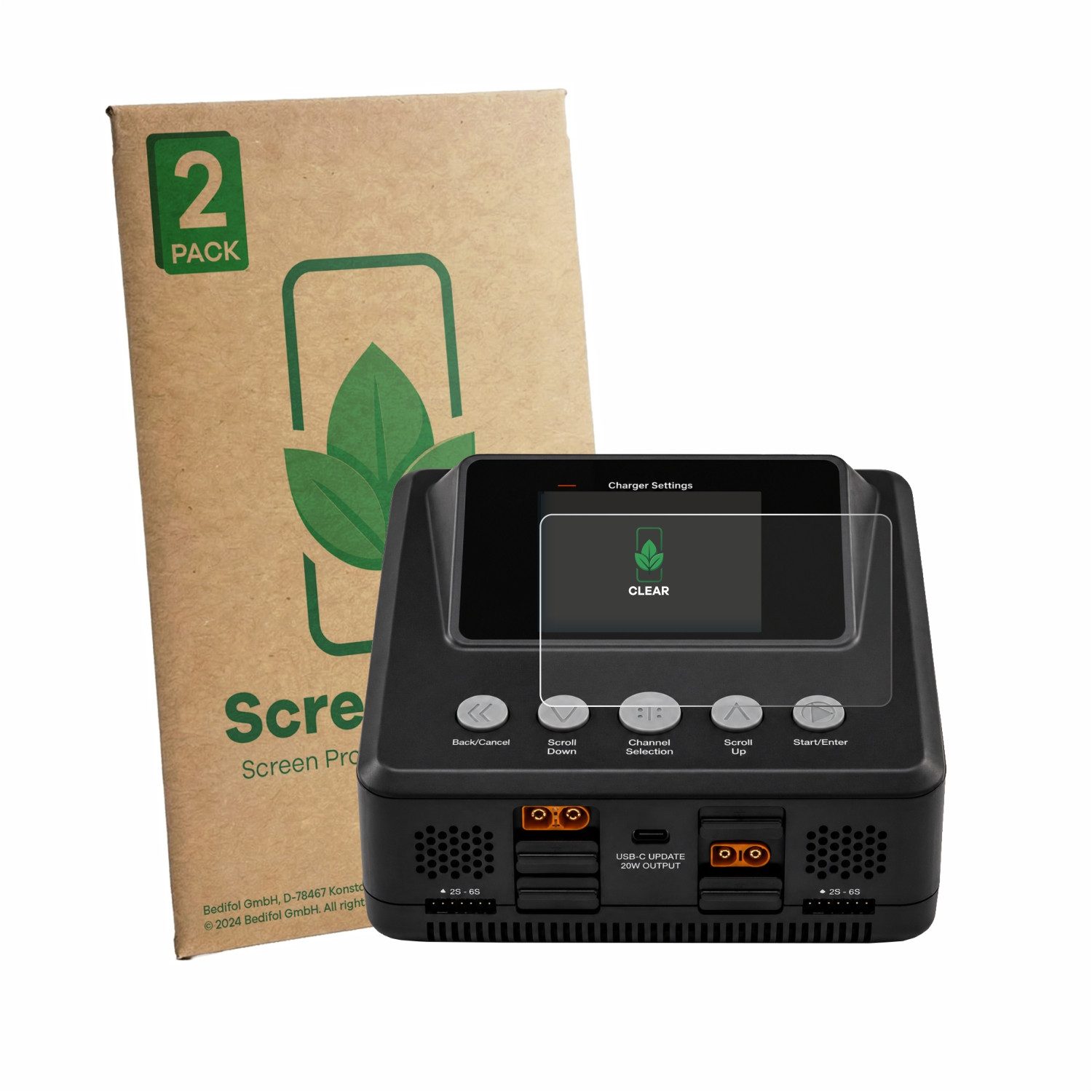 ScreenLeaf Displayschutzfolie Schutzfolie für Spektrum Smart Charger S450 G2, 2 Stück, nachhaltiger Displayschutz Schutz Folie Klar Transparent