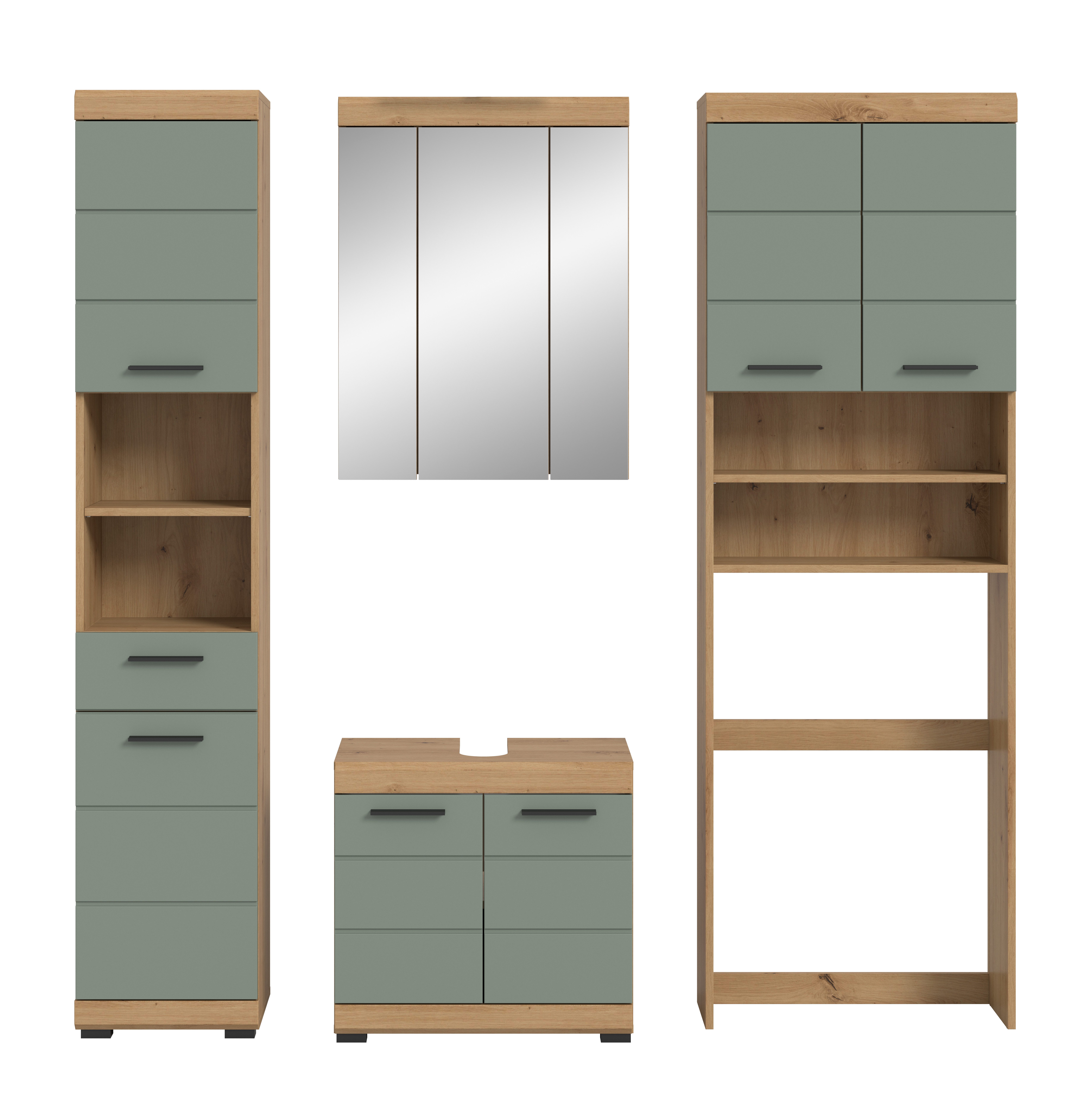 welltime Badmöbel-Set Siena, 4 teilig, bestehend aus:, (Set, 4-St., TOPSELLER), Hochschrank, WBU, Spiegelschrank, Waschmaschinenumbauschrank