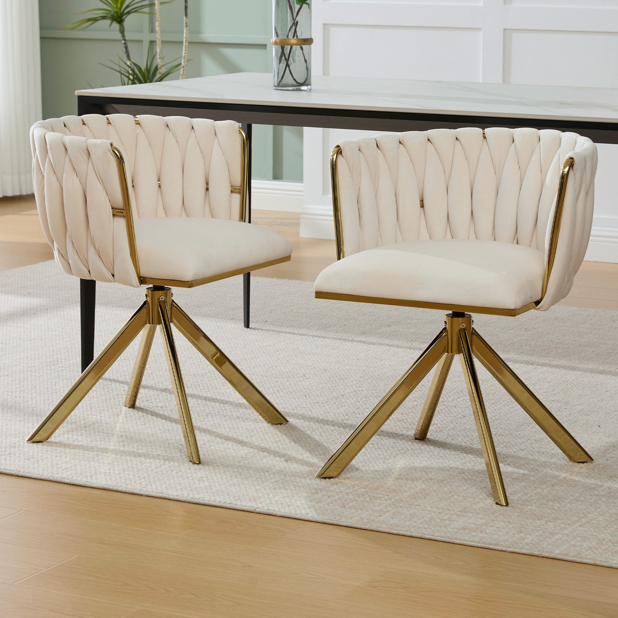 STILVORA Esszimmerstuhl mit goldenen Beinen,Bürostuhl Ankleidestuhl aus Sam günstig online kaufen