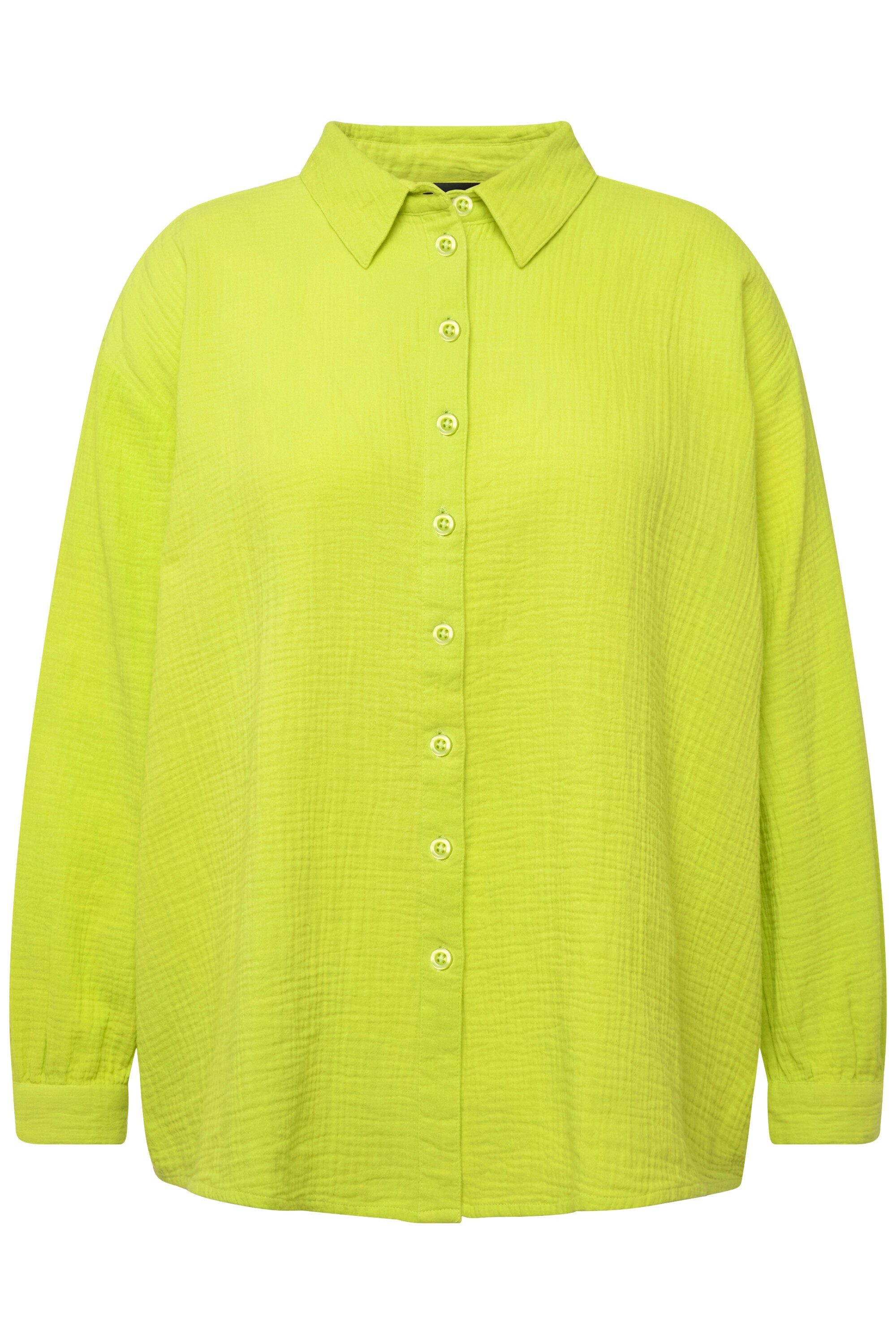 Ulla Popken Hemdbluse Musselin-Hemdbluse Oversized Hemdkragen günstig online kaufen