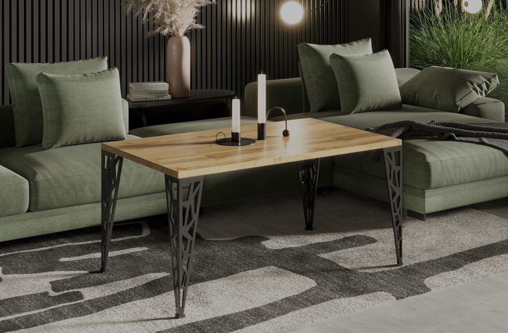 Endo-Moebel Couchtisch Monza 100/60/51 cm Wohnzimmertisch 4-Fuß-Gestell