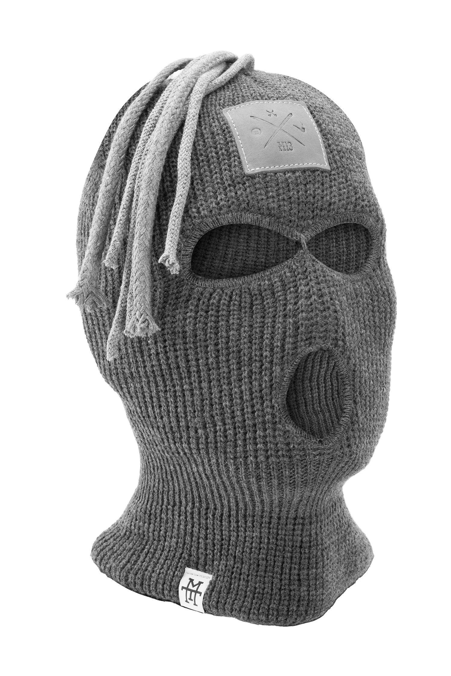 Balaclava Sturmhaube 3-Loch Dread gestrickt Dreadlocks Asphalt mit Manufaktur13 Sturmhaube, - Skimaske