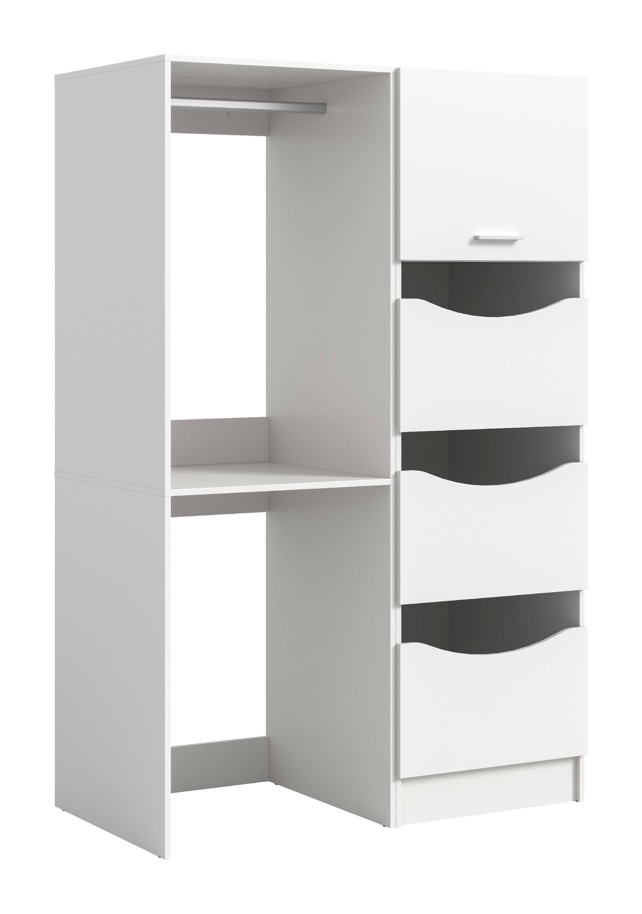 xonox.home Aufsatzschrank Free (2tlg. Set inkl. Waschmaschinenschrank, Wäscheschrank) weiß Nachbildung Melamin beschichtet modern 126x195x68 cm