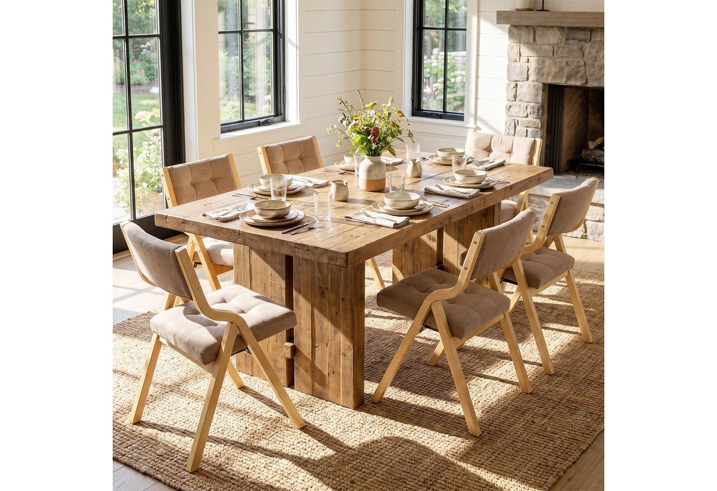 TLGREEN Klappstuhl,Küchenstuhl mit gepolstertem Sitz, (6 St), ergonomisch, platzsparend, rutschfest & stabil