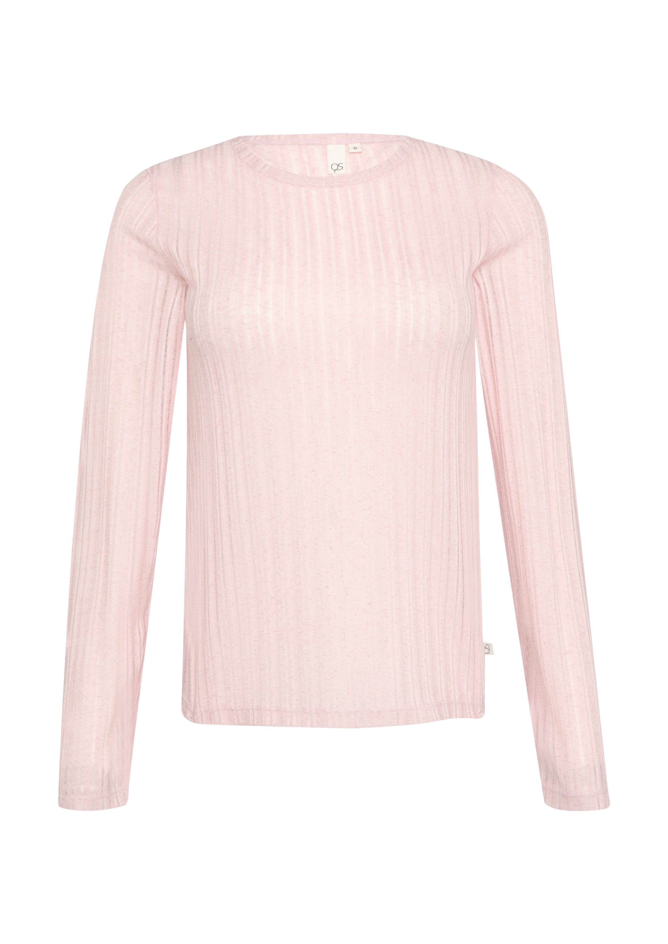 QS Langarmshirt T-Shirt Leicht transparentes Longsleeve mit Strukturmuster