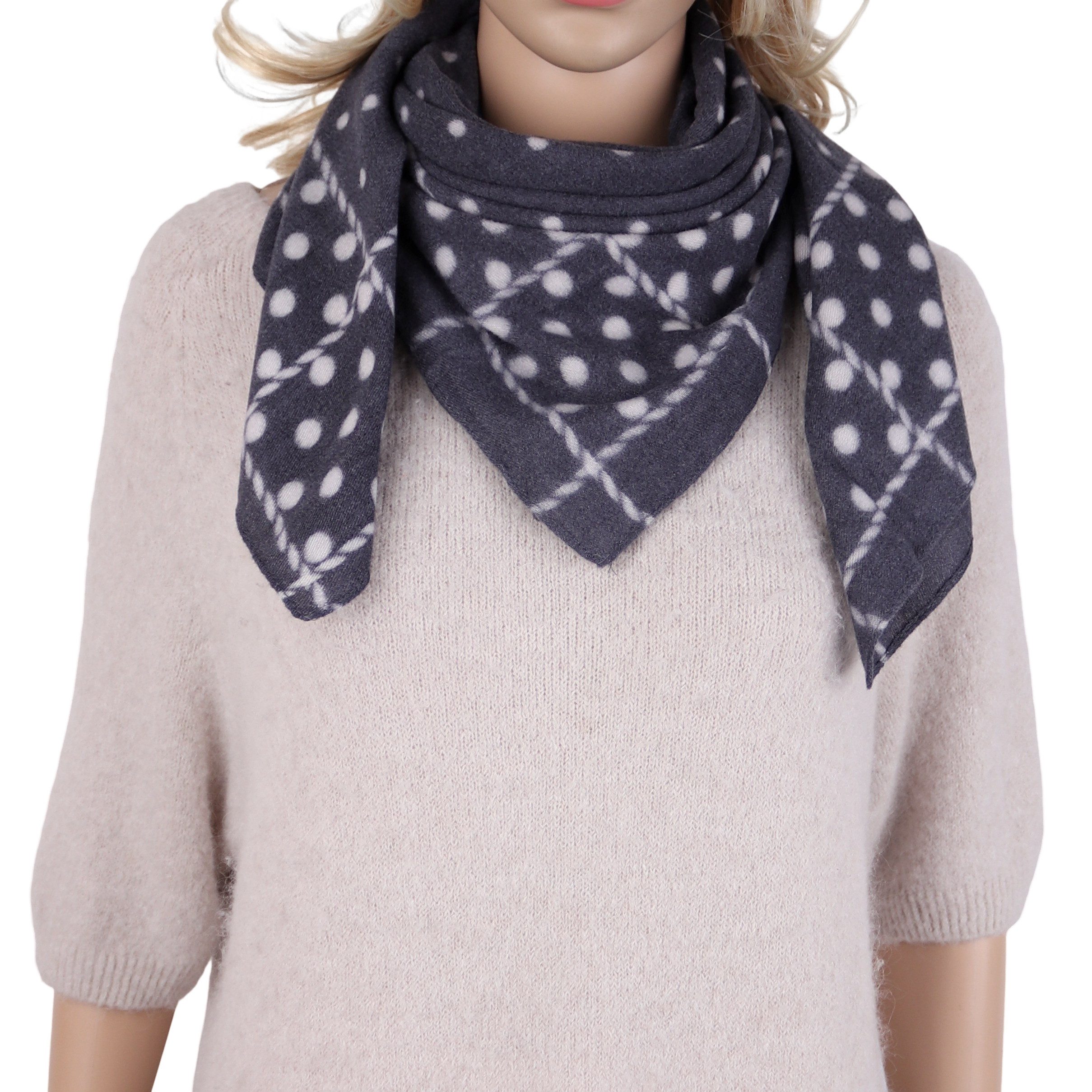 MIRROSI Nickituch Damen leicht angerautes Vierecktuch mit Punkten-Muster, aus Viskose, (Neue Kollektion Herbst/Winter 2026), ca. 88x88cm, warmes Halstuch für Herbst und Winter