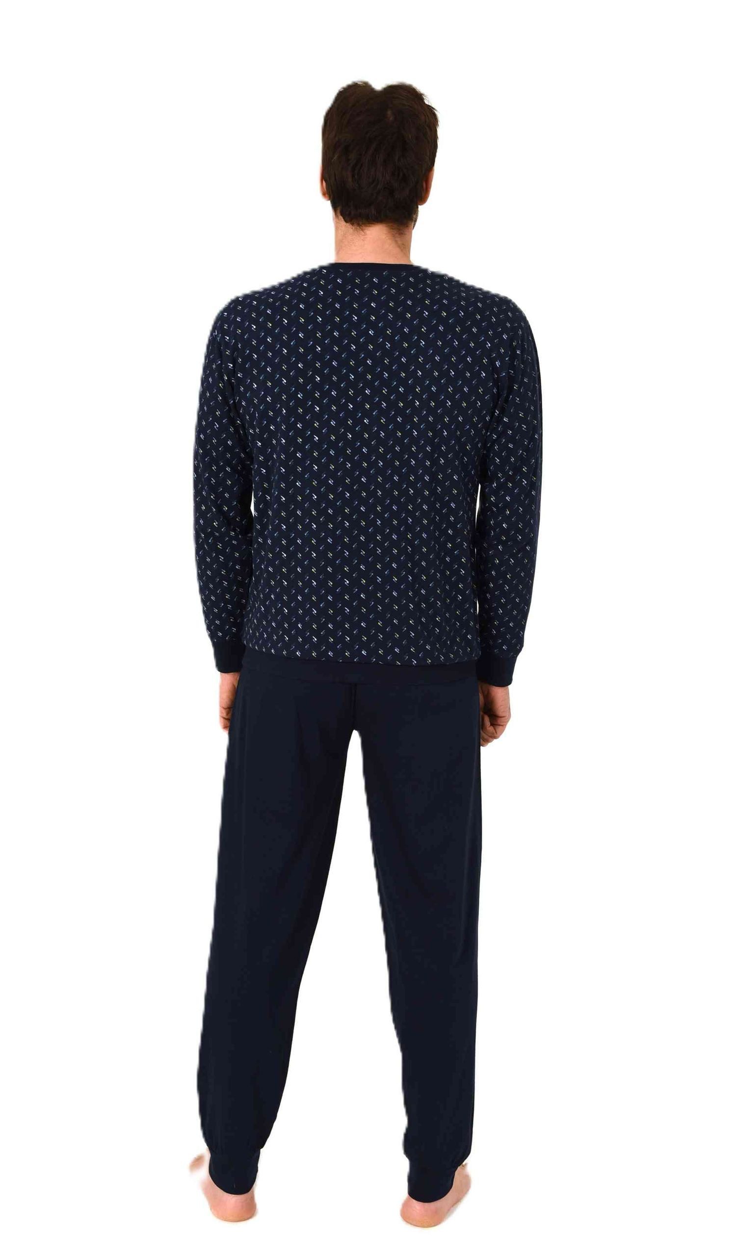 Normann Pyjama Normann Herren langarm Schlafanzug mit Bündchen in edler Optik – Bild 3 von 4