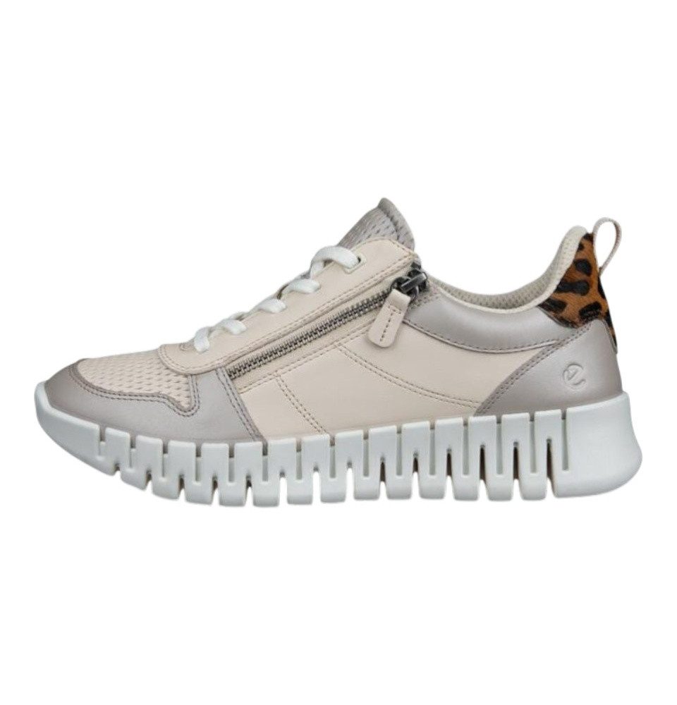 Ecco Gruuv Zip Lace (Premium-Leder) beige/silber Damen Sneaker