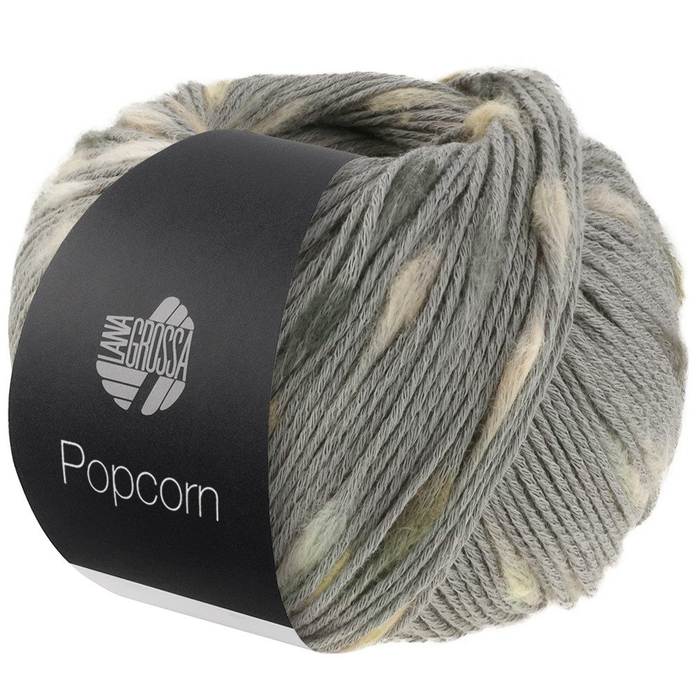 LANA GROSSA POPCORN Häkelwolle, 125 m (Effektnetzgarn gefüllt mit bunten, flauschigen Farbspots aus 100% Baumwolle), 50 g