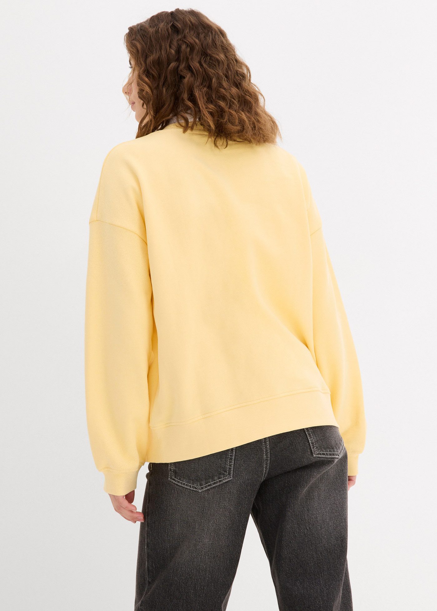 bonprix Sweatshirt Oversize-Passform, aus reiner Baumwolle, elastische Bündchen