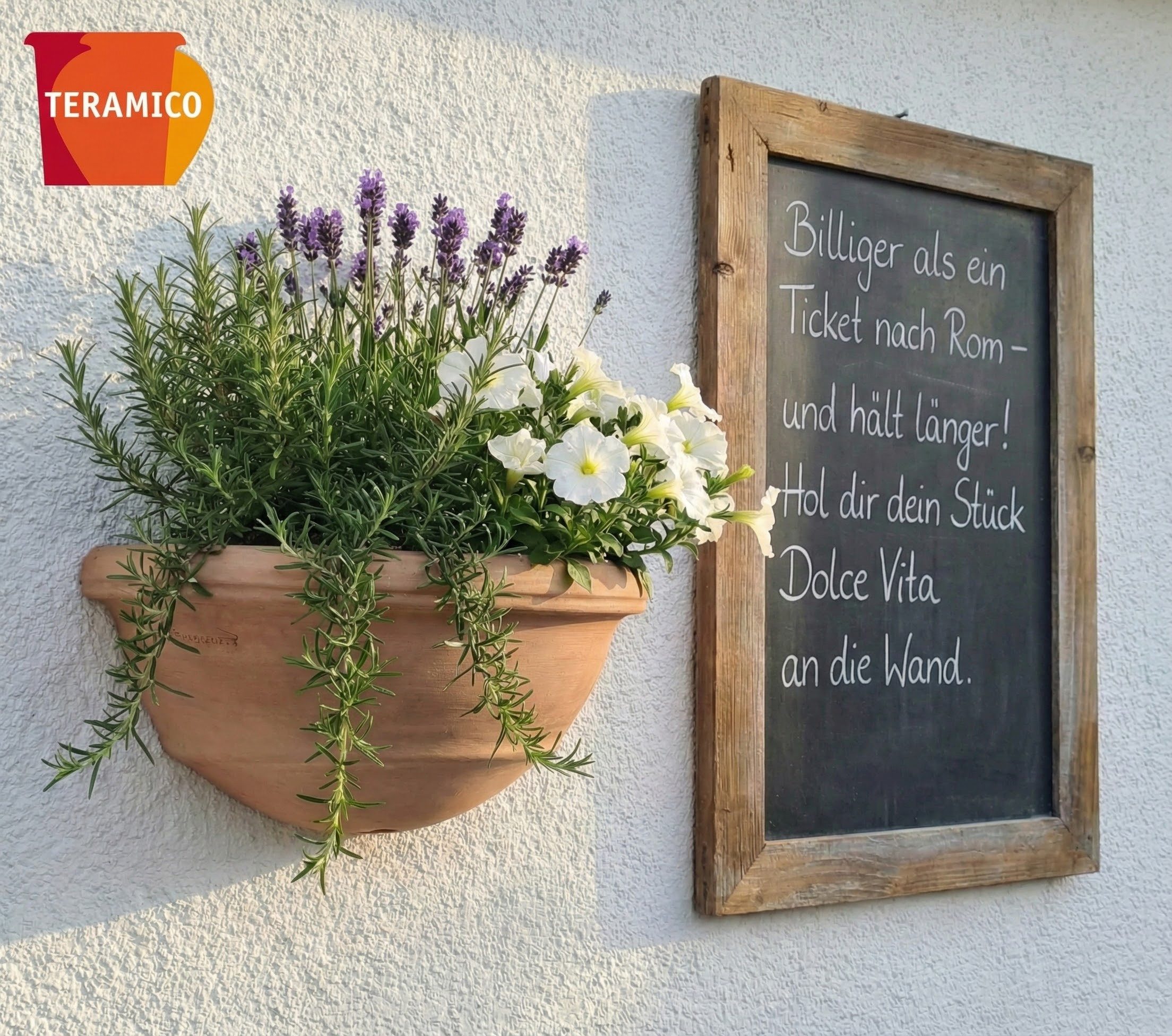Teramico Blumentopf Pflanzgefäß Wandhänger Terrakotta "Gerla"– 31 cm Frostfest (1 St), Frostfest, UV-Fest – Bild 5 von 5