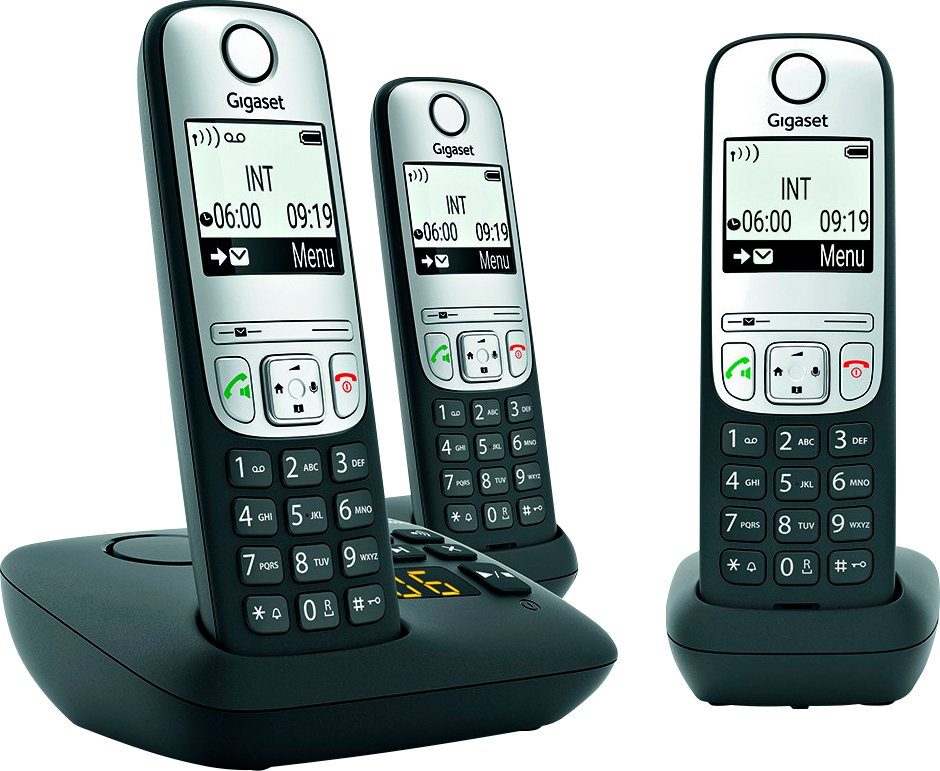 Gigaset A690A Trio Schnurloses DECT-Telefon (Mobilteile: 3),  Standby-/Gesprächszeit bis zu 180 / 14