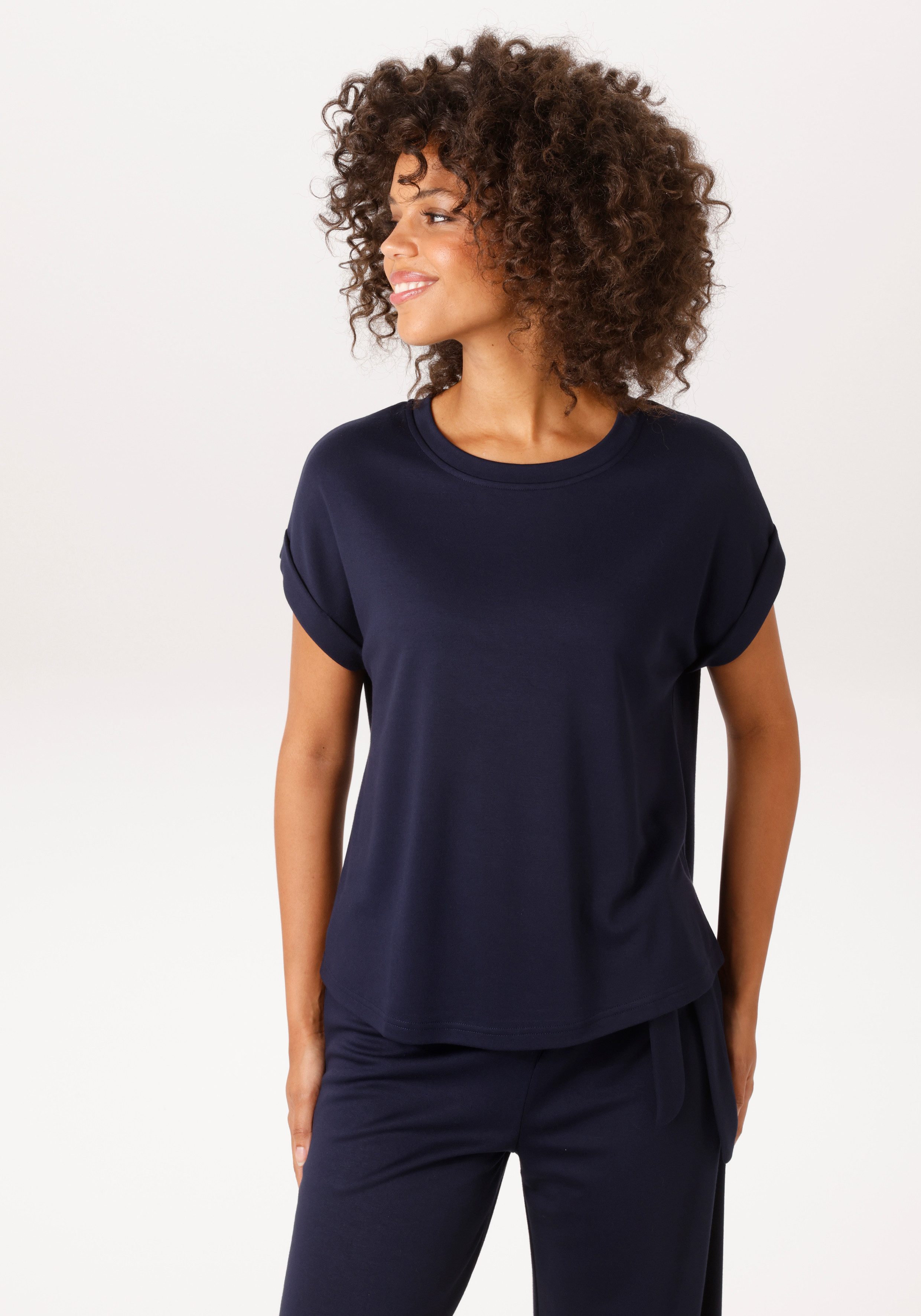 Aniston CASUAL T-Shirt mit fixiertem Ärmel-Umschlag - NEUE KOLLEKTION günstig online kaufen