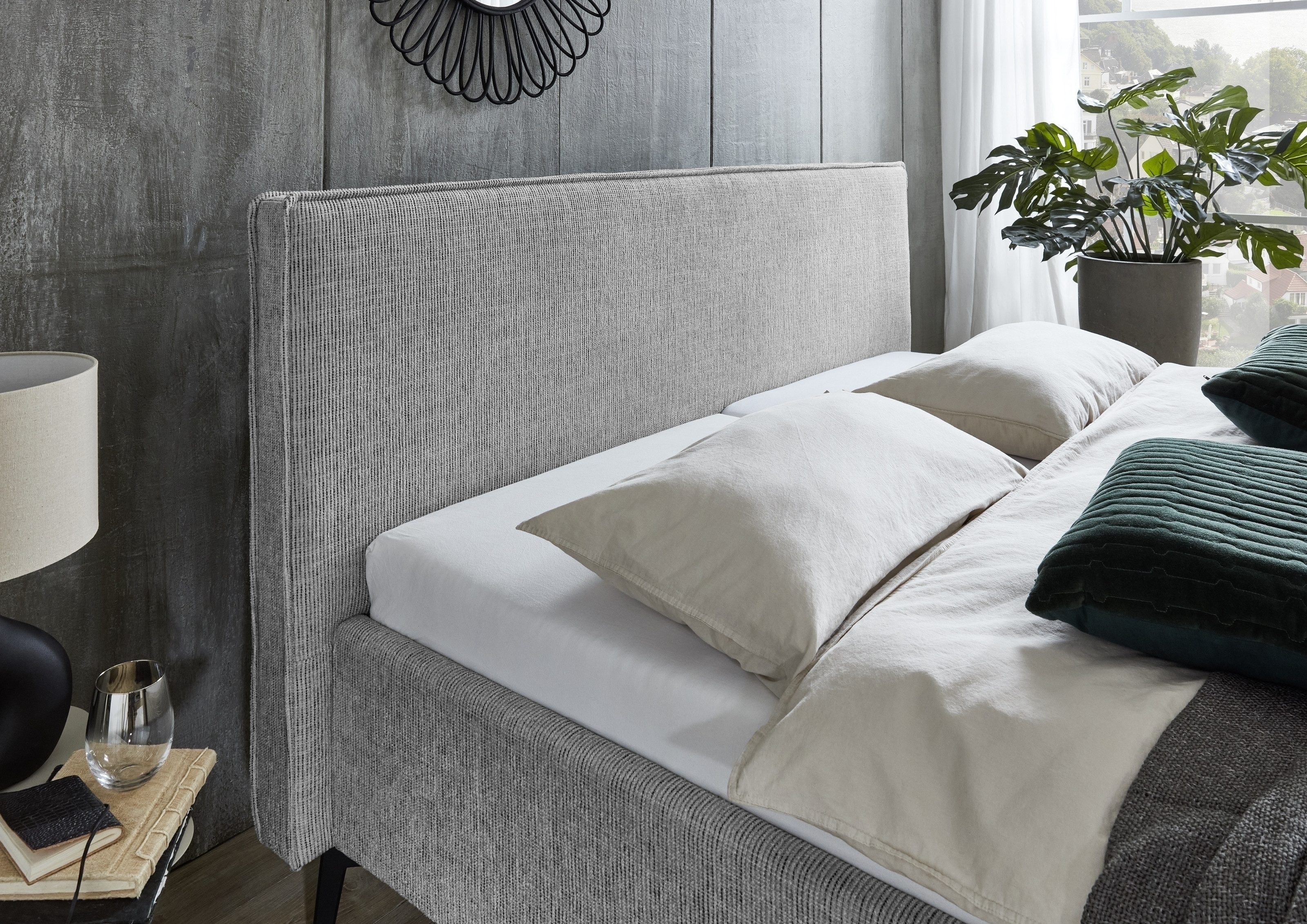 freiraum Polsterbett Riva, Liegefläche 160x200cm, Fog, Stellmaß: 185x112x216cm (BxHxT)